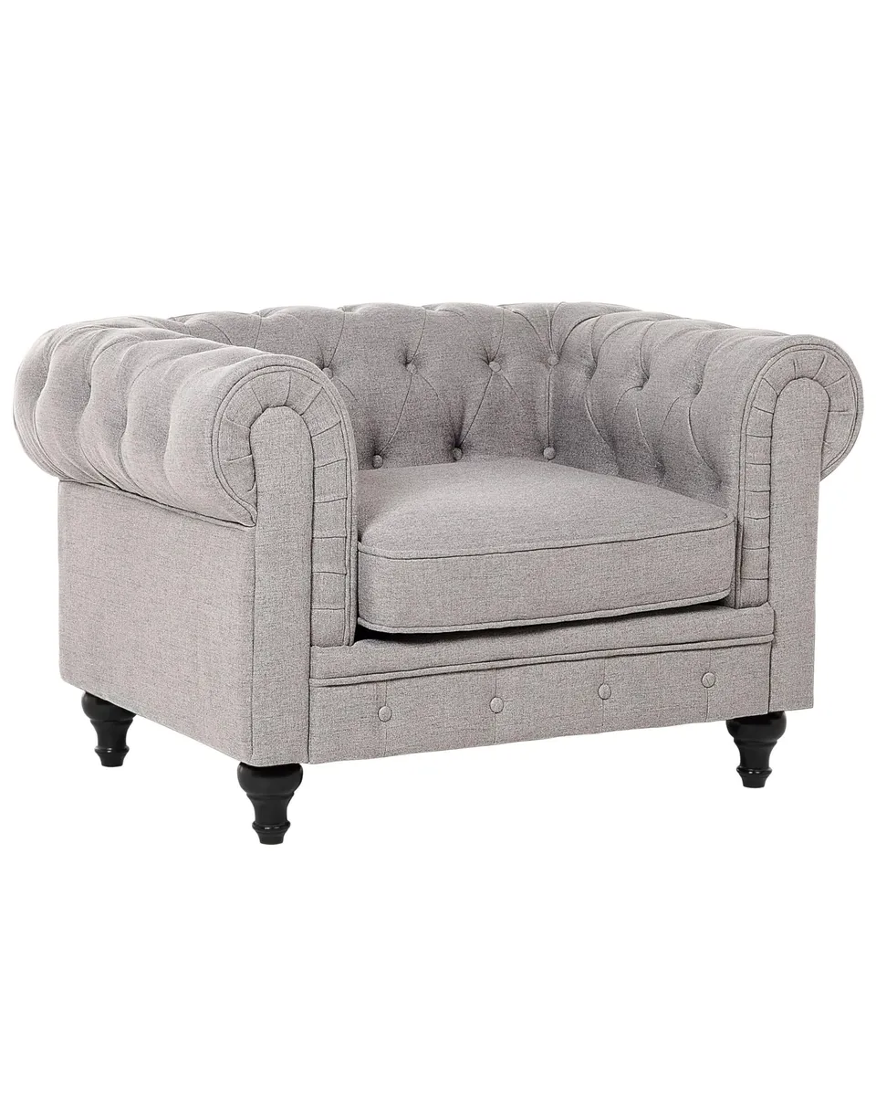 beliani-chesterfield-sessel-stoff-hellgrau-englischer-stil image 1