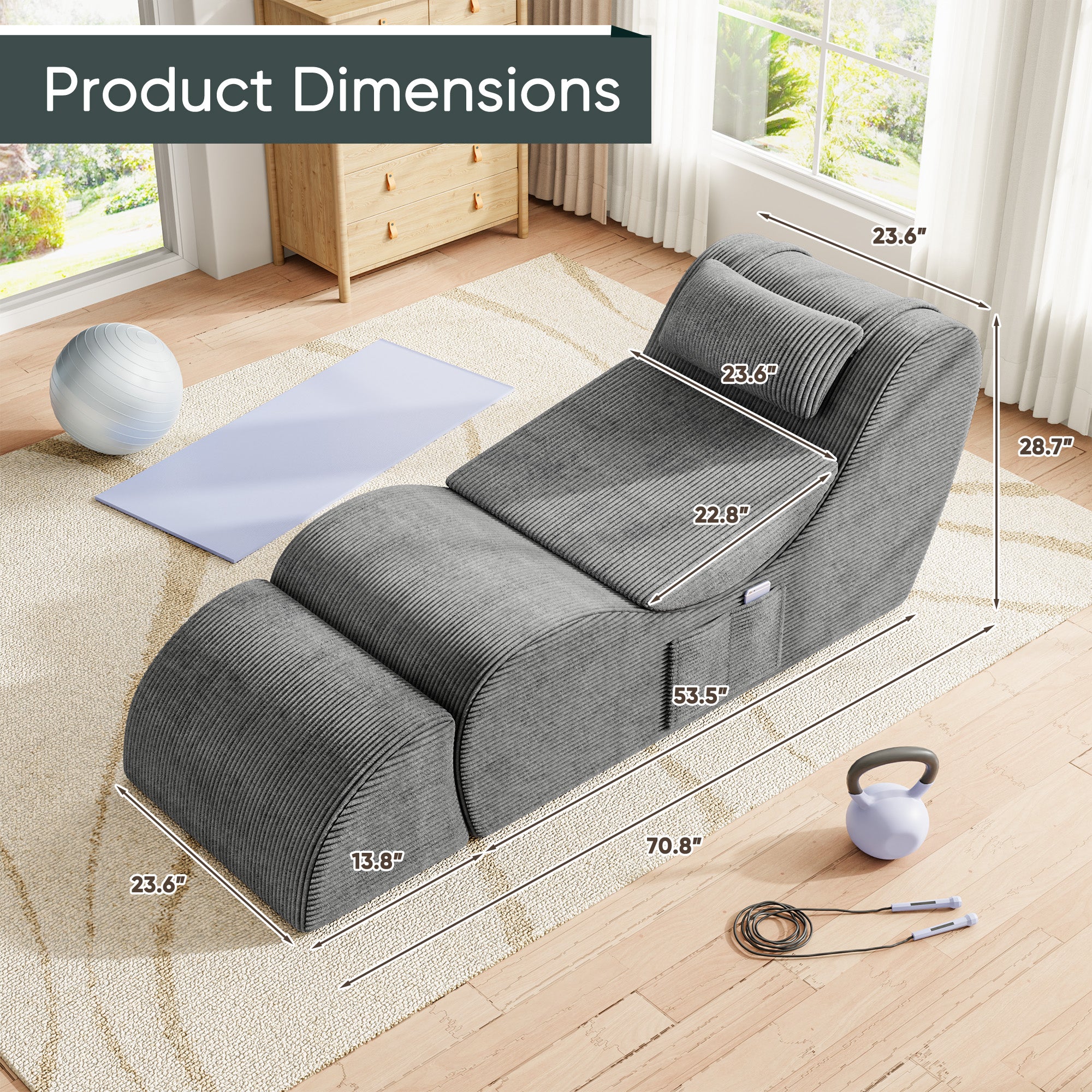 homall-recliner-chair-liegesessel-grau-cord-mit-kissen image 7