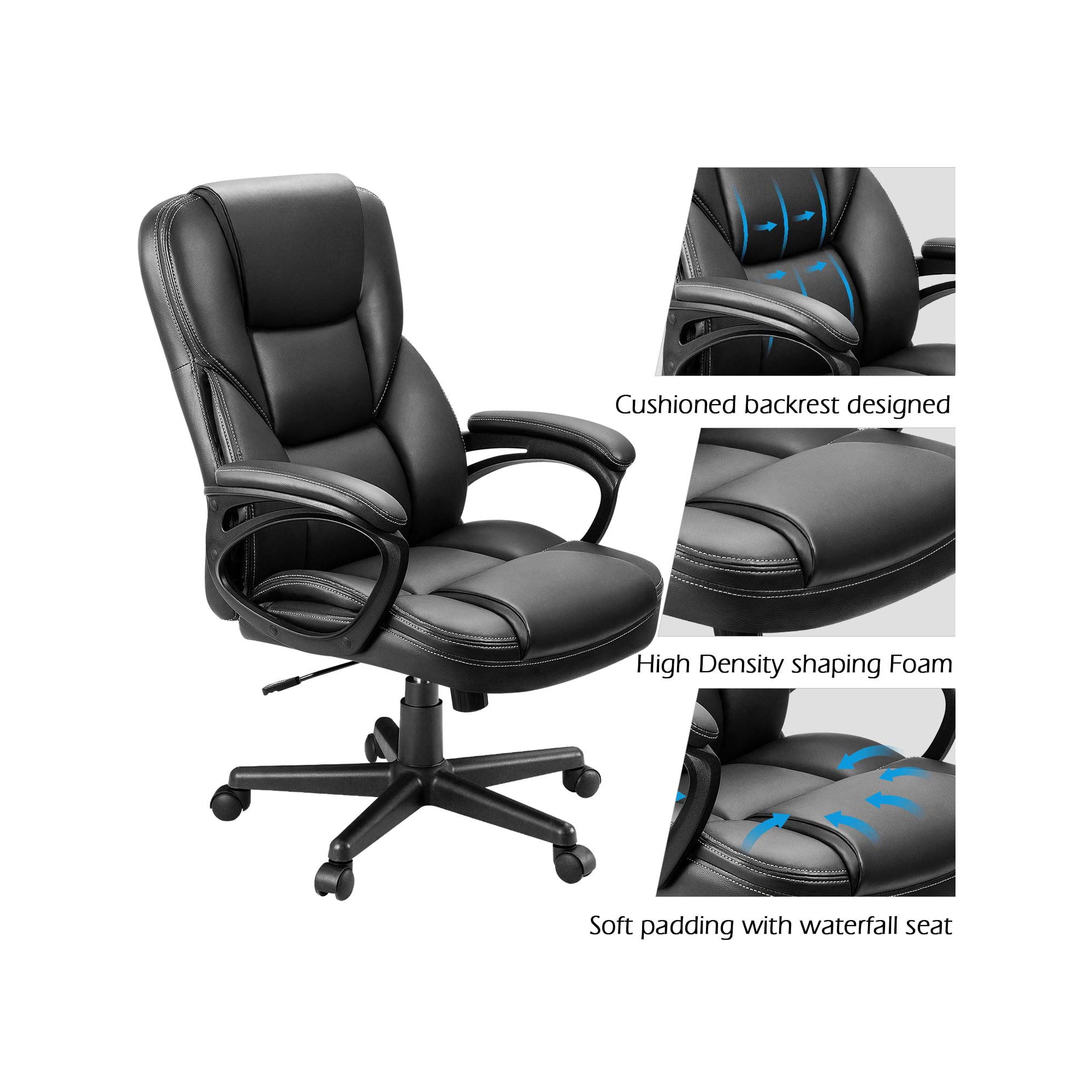 homall-office-leather-chair-b-rostuhl-schwarz-kunstleder-hochlehner image 4