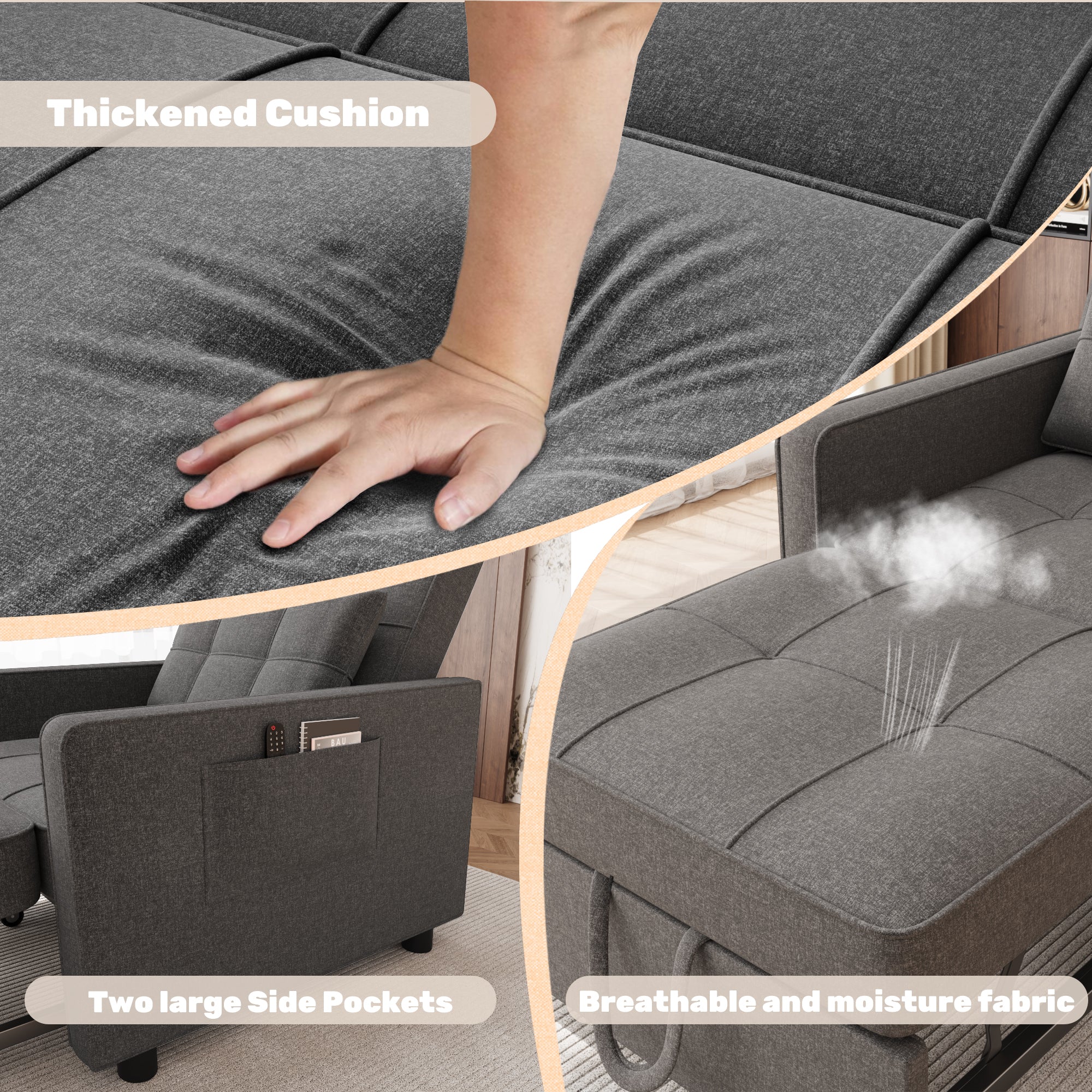 homall-schlafsessel-sesselbett-beige-3in1-verstellbar image 4