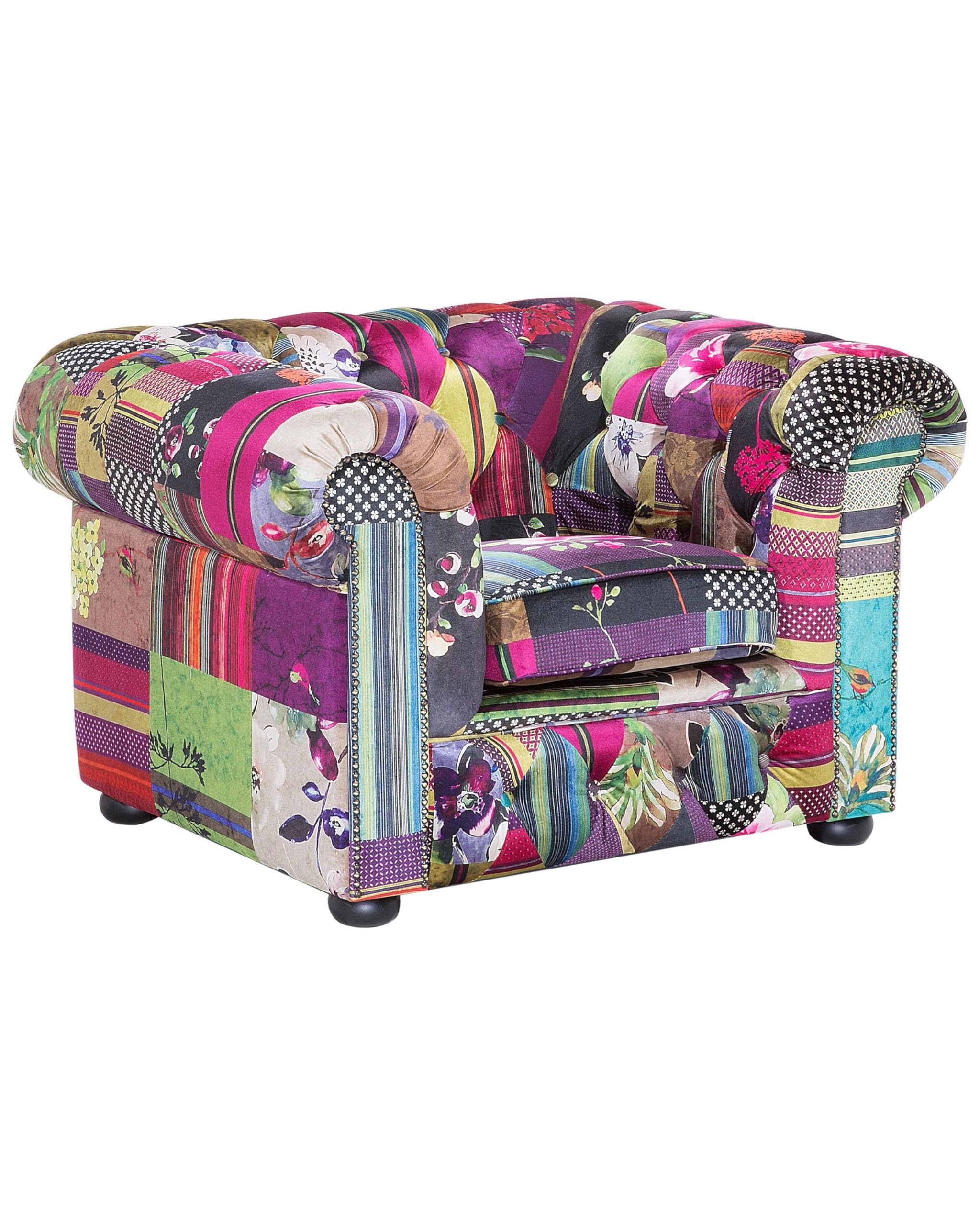 beliani-chesterfield-sessel-patchwork-bunt image 1