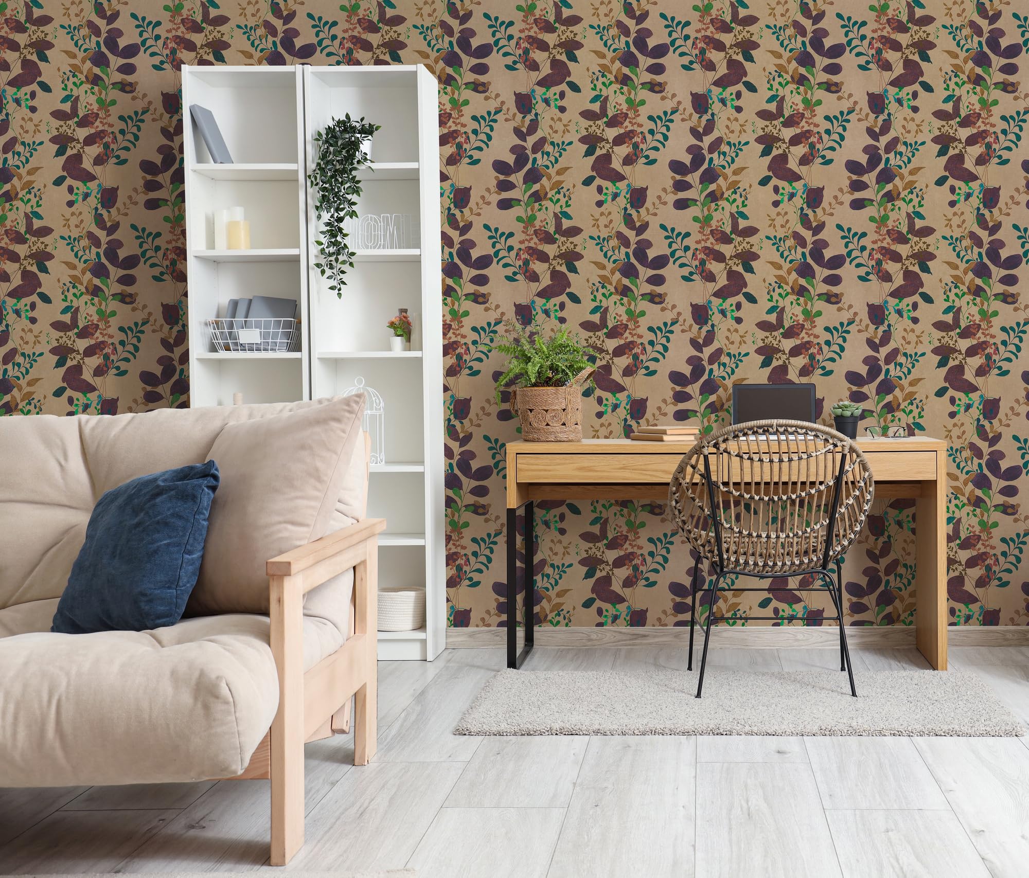a-s-cr-ation-bl-tter-vliestapete-braun-gr-n-10-05x0-53m-natur-look image 7