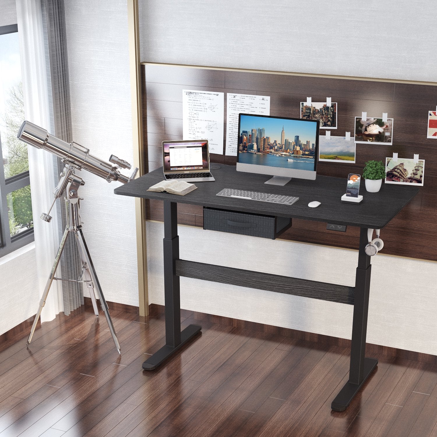 homall-standing-desk-schreibtisch-h-henverstellbar-schwarz image 2
