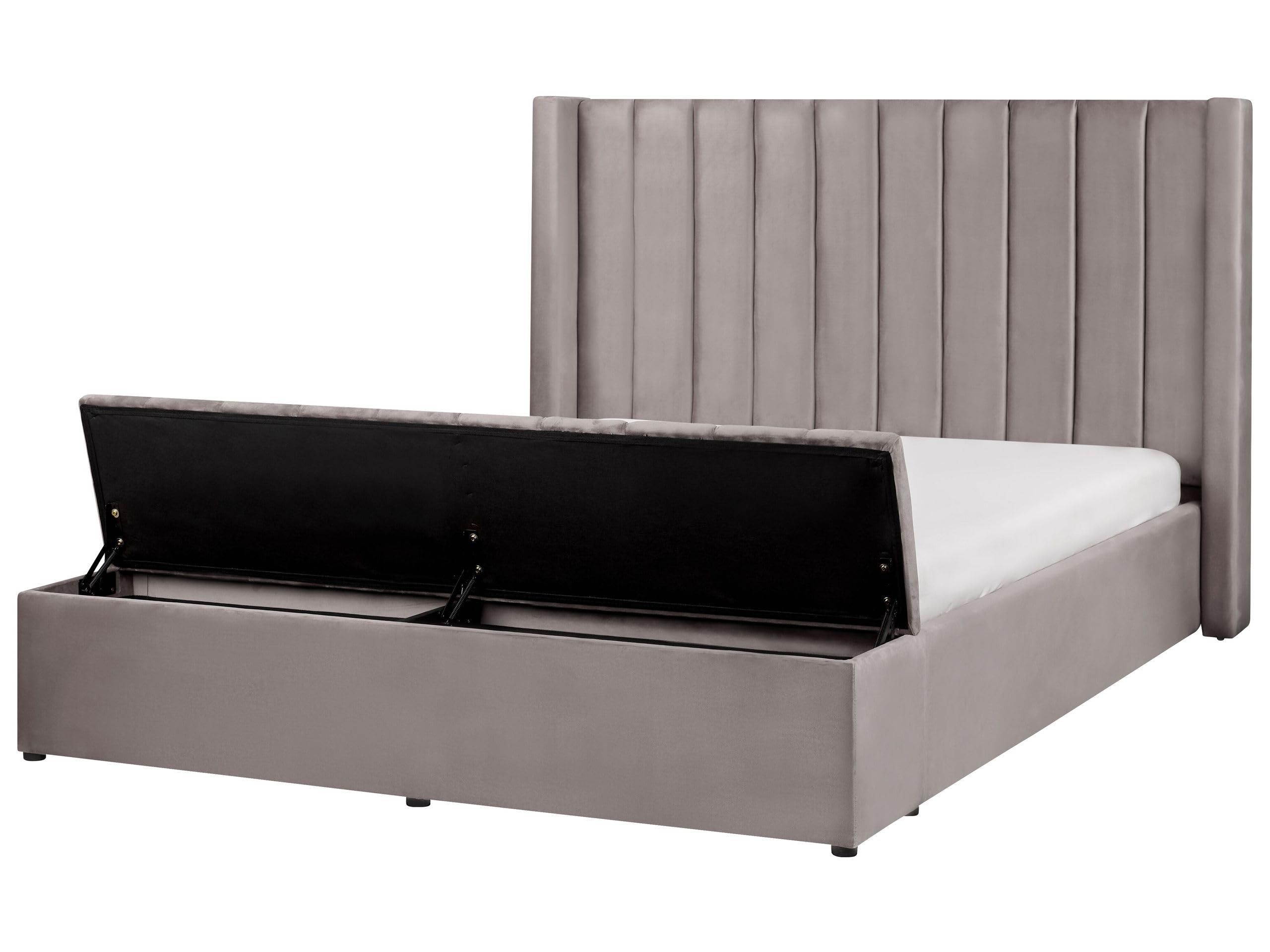 beliani-noyers-bett-samt-grau-160x200-mit-stauraum image 1