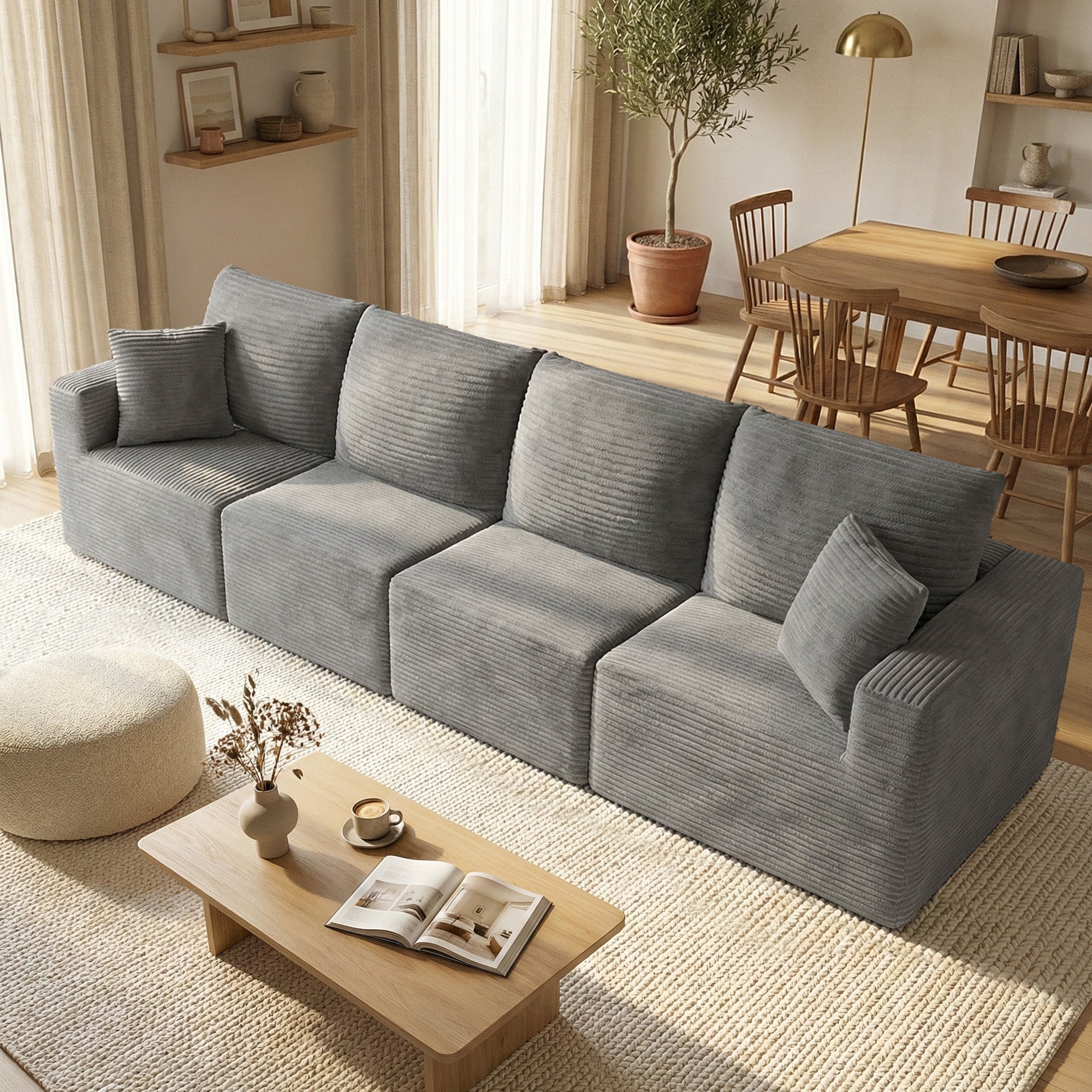 homall-sofa-modulare-couch-grau-3-sitzer-cord image 8