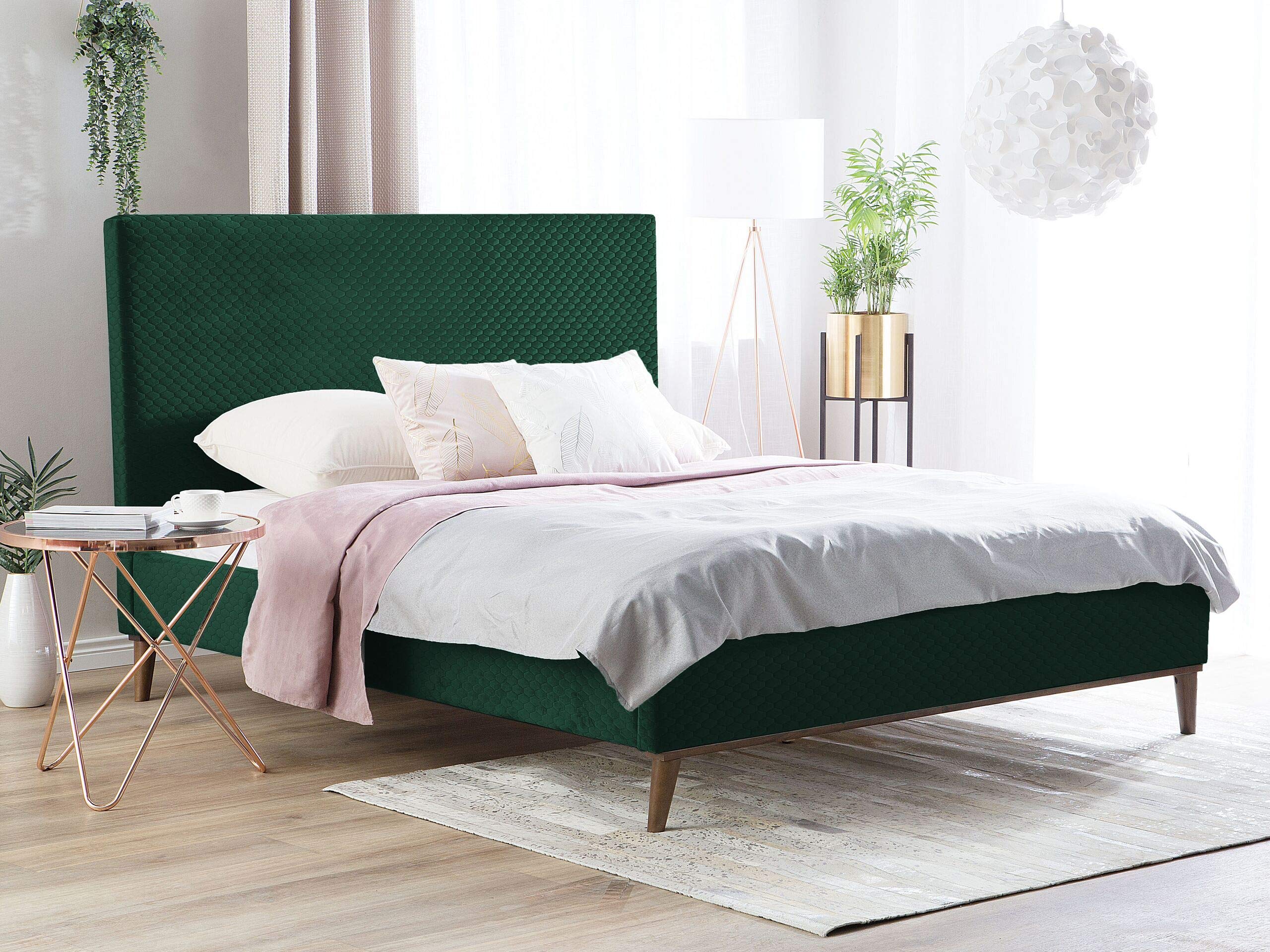 beliani-bayonne-samtbett-140x200-dunkelgr-n-samtstoff image 2