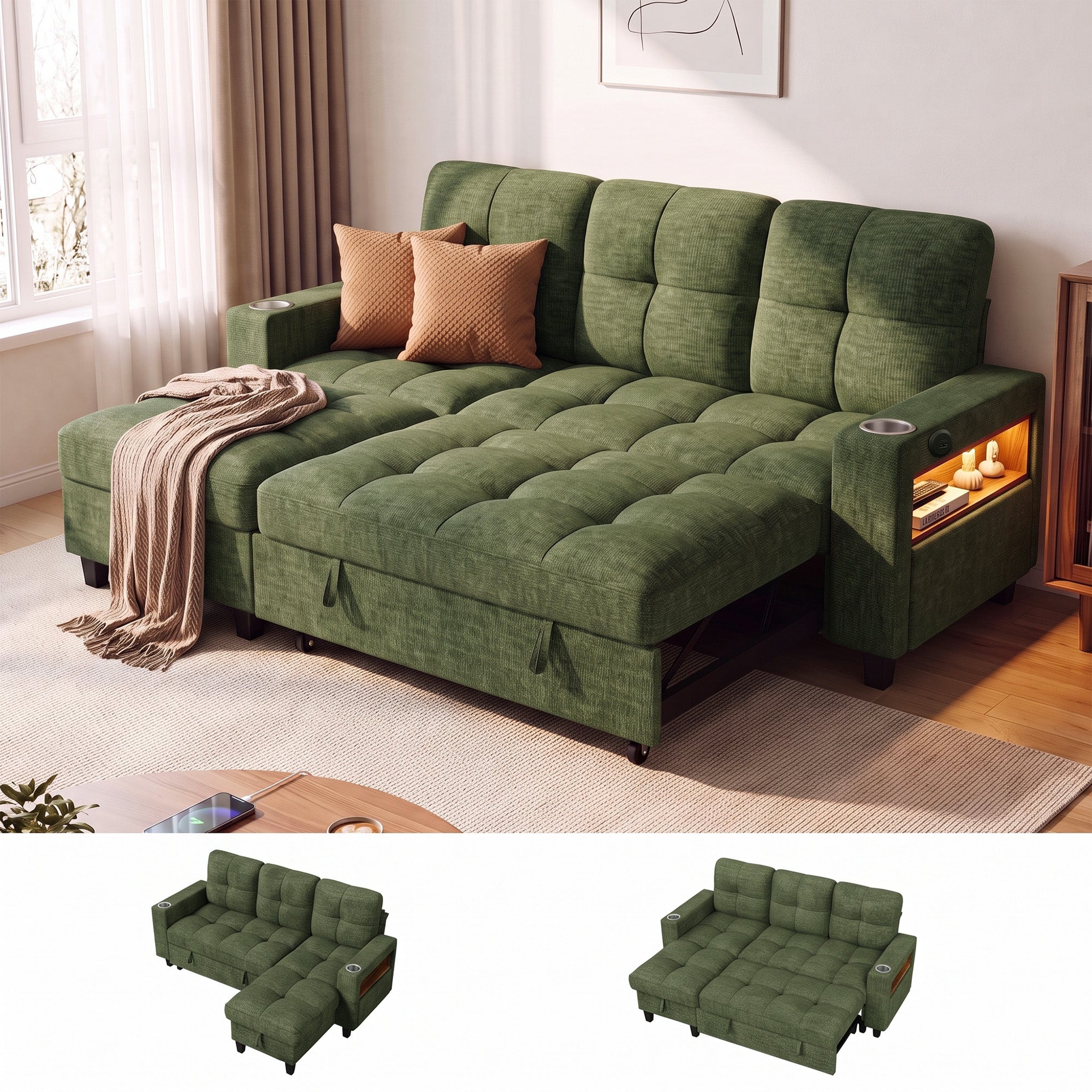 homall-sofa-modular-ecksofa-stoff-grau-mit-stauraum-usb image 2