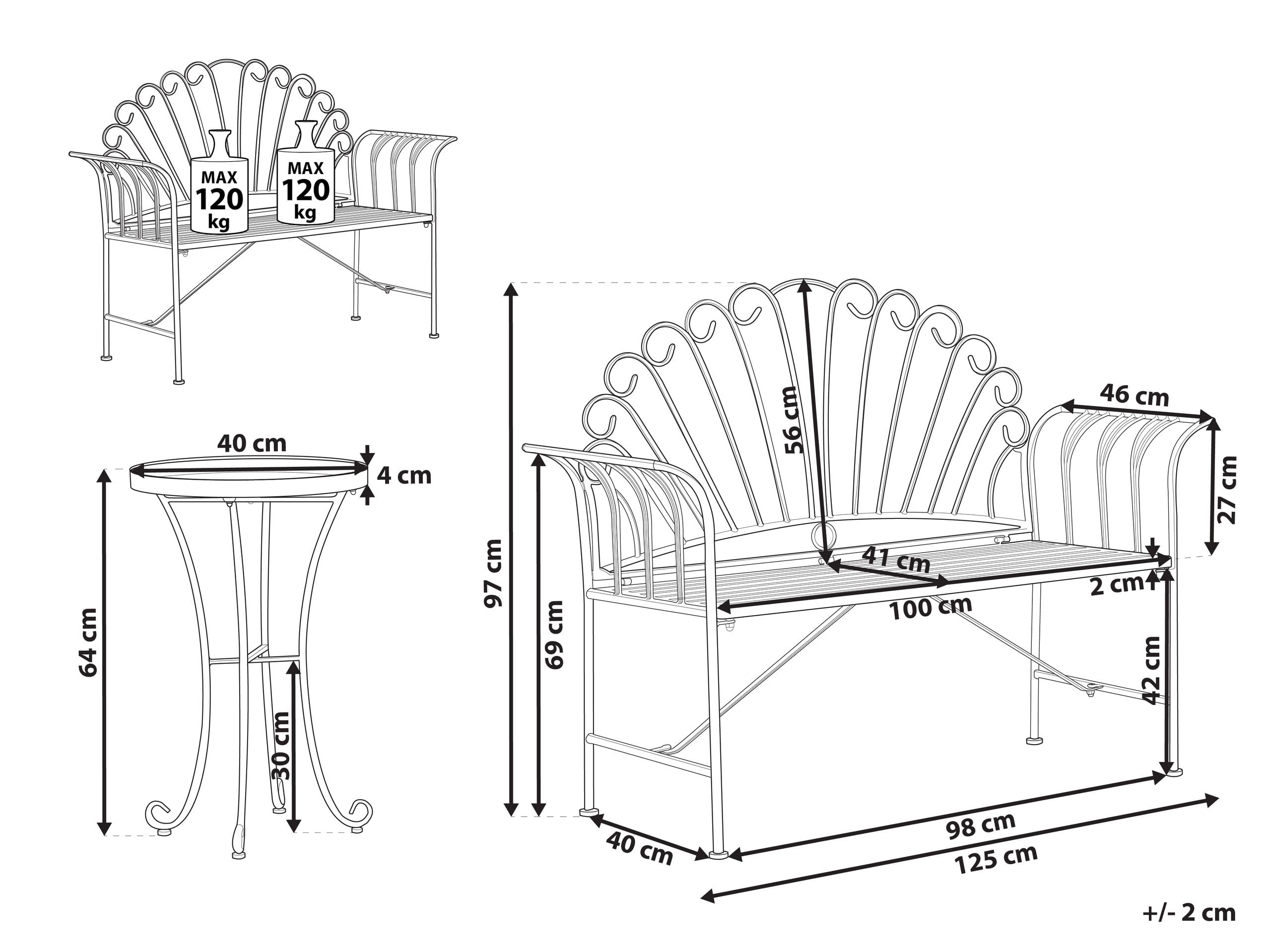 beliani-cavinia-bistro-set-rosa-metall-bank-mit-tisch-2-personen image 3