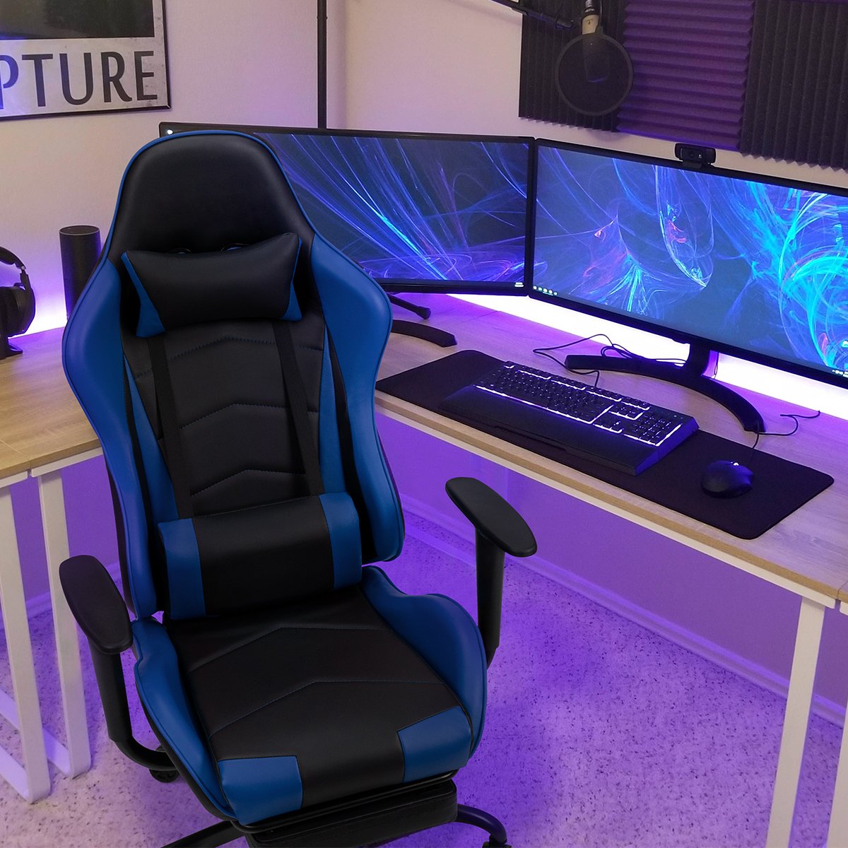 homall-gaming-desk-gamer-stuhl-blau-mit-fu-st-tze-pu-leder image 4