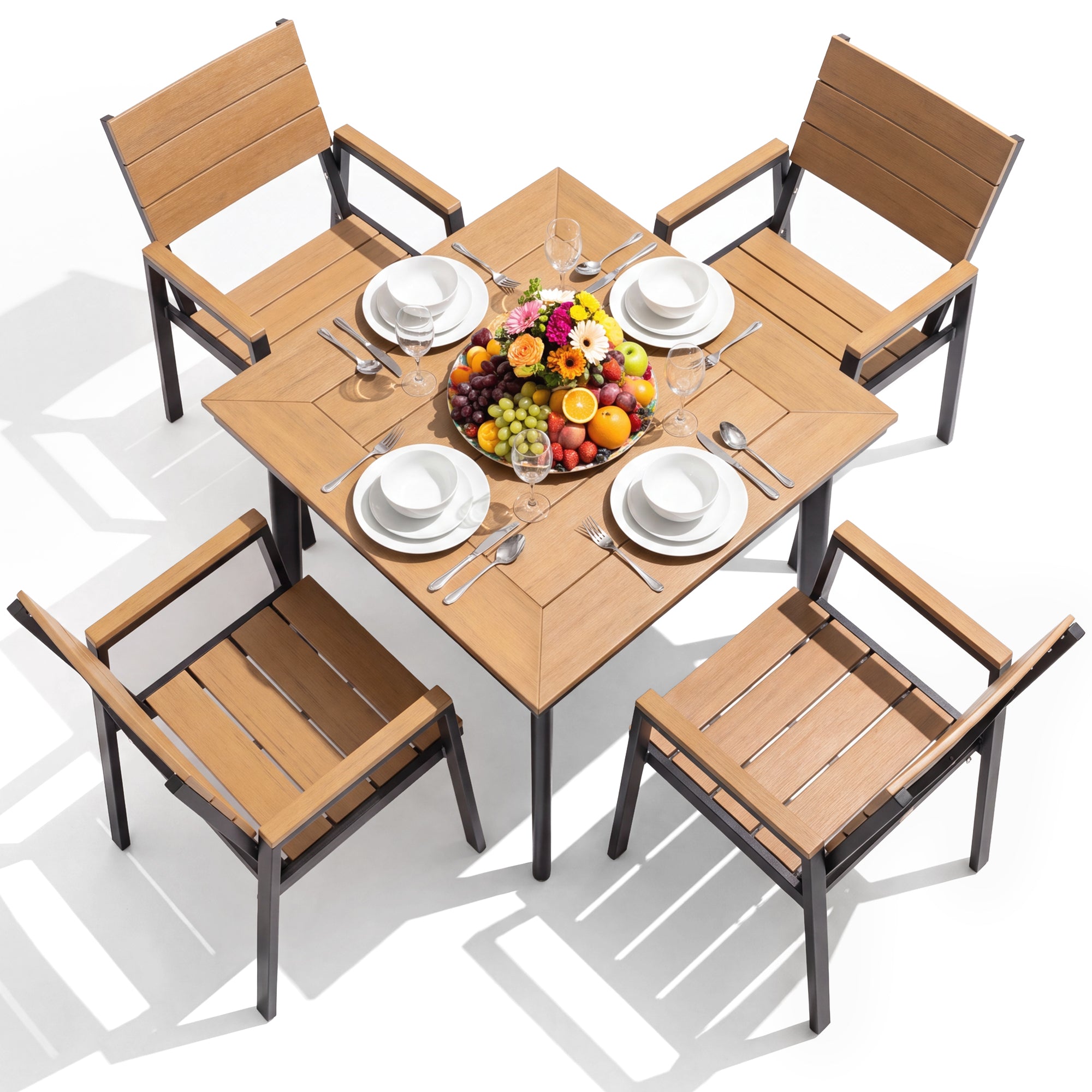 homall-patio-furniture-essgruppe-5-teilig-braun-teak-alu-schirmloch image 8