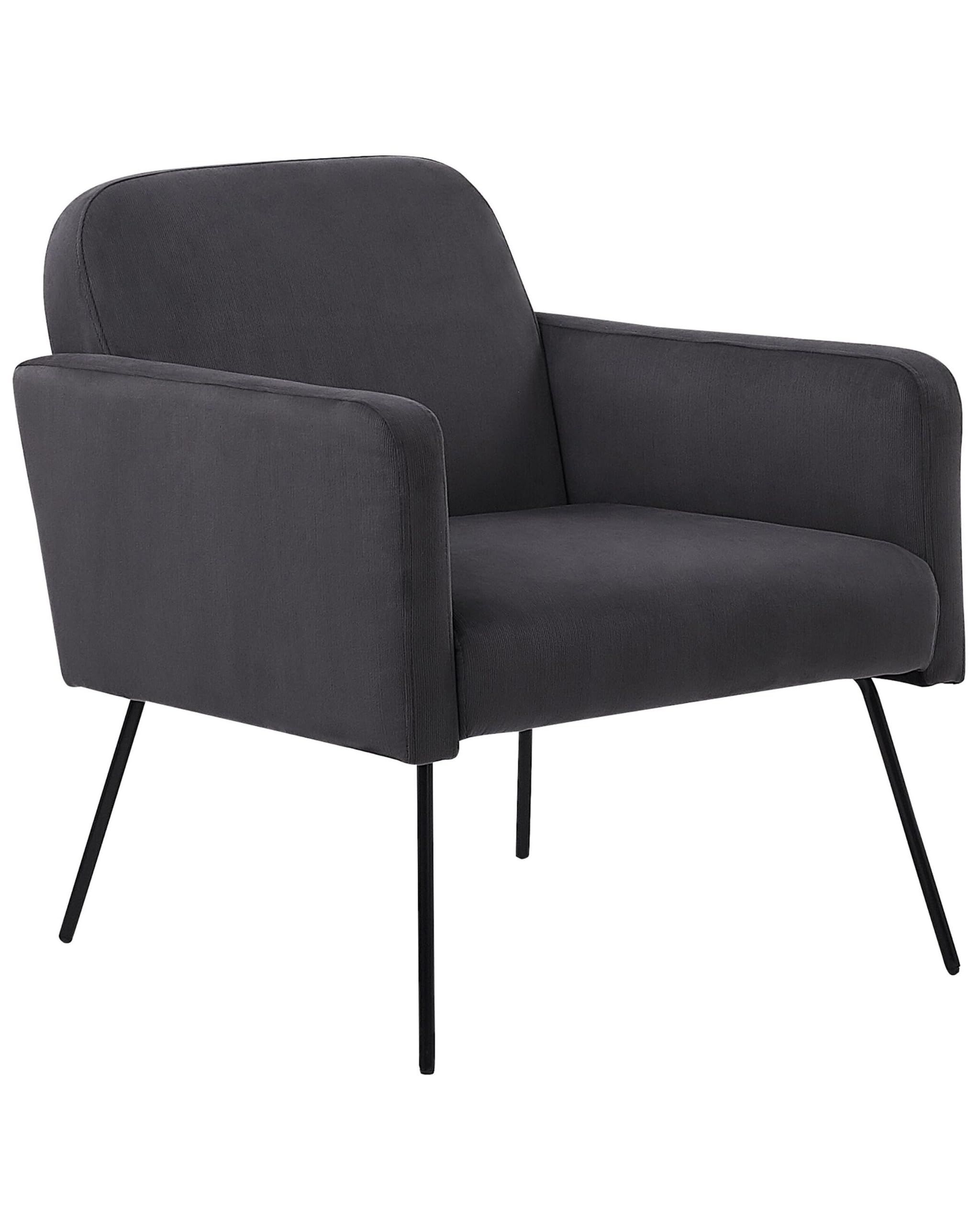 beliani-narken-sessel-samt-grau-metallgestell image 1