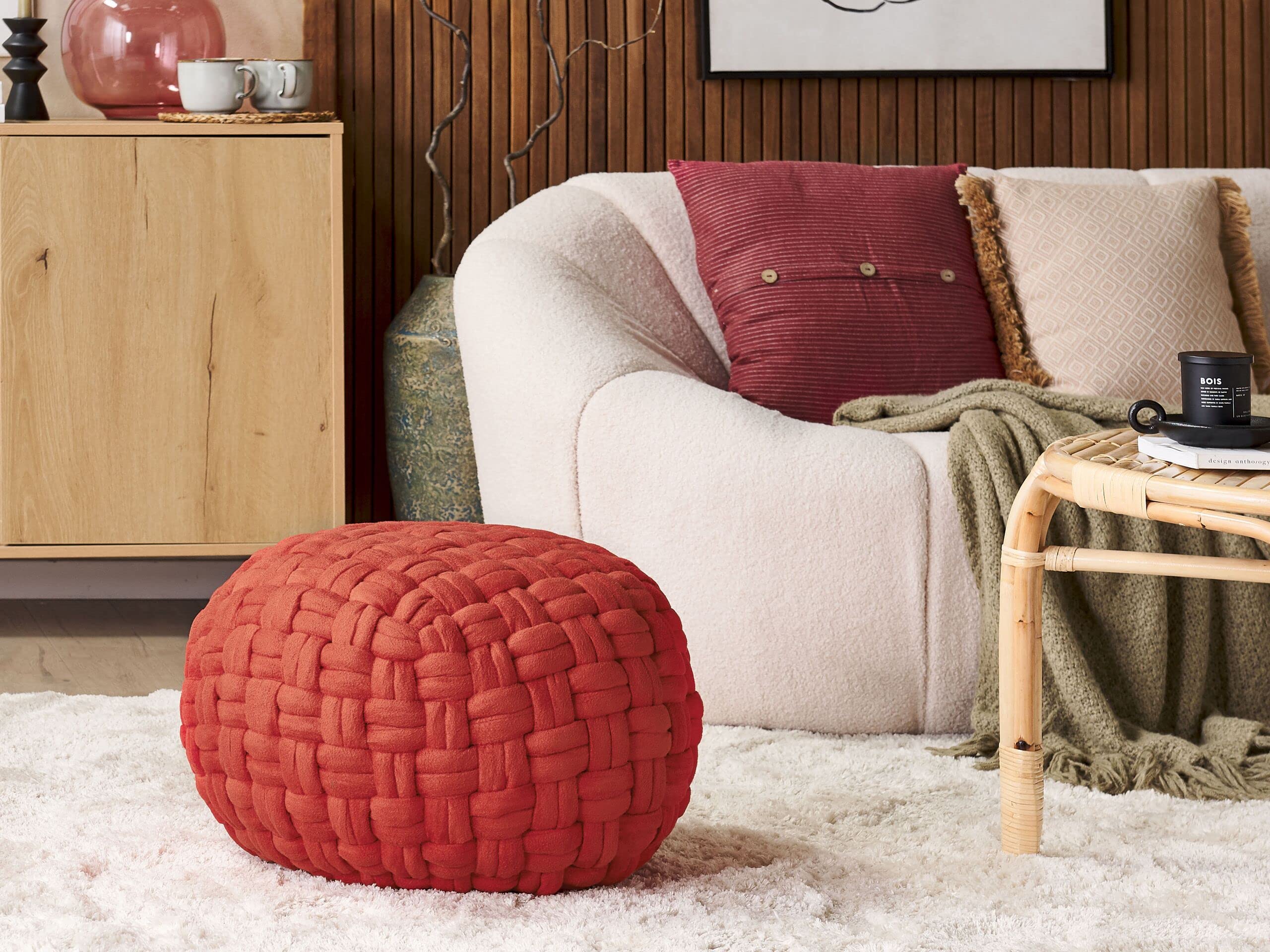 beliani-hopa-pouf-45x35-cm-rot-samt-rund-boho image 2