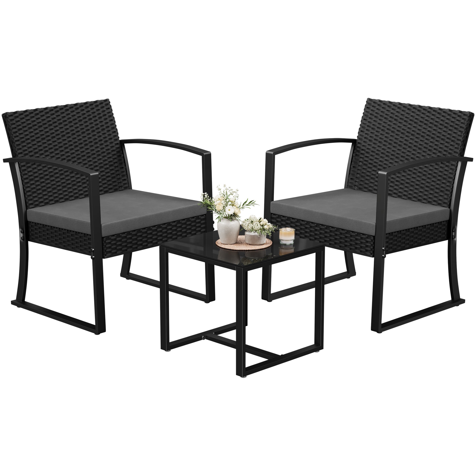 homall-patio-furniture-rattan-set-schwarz-3-teilig image 8