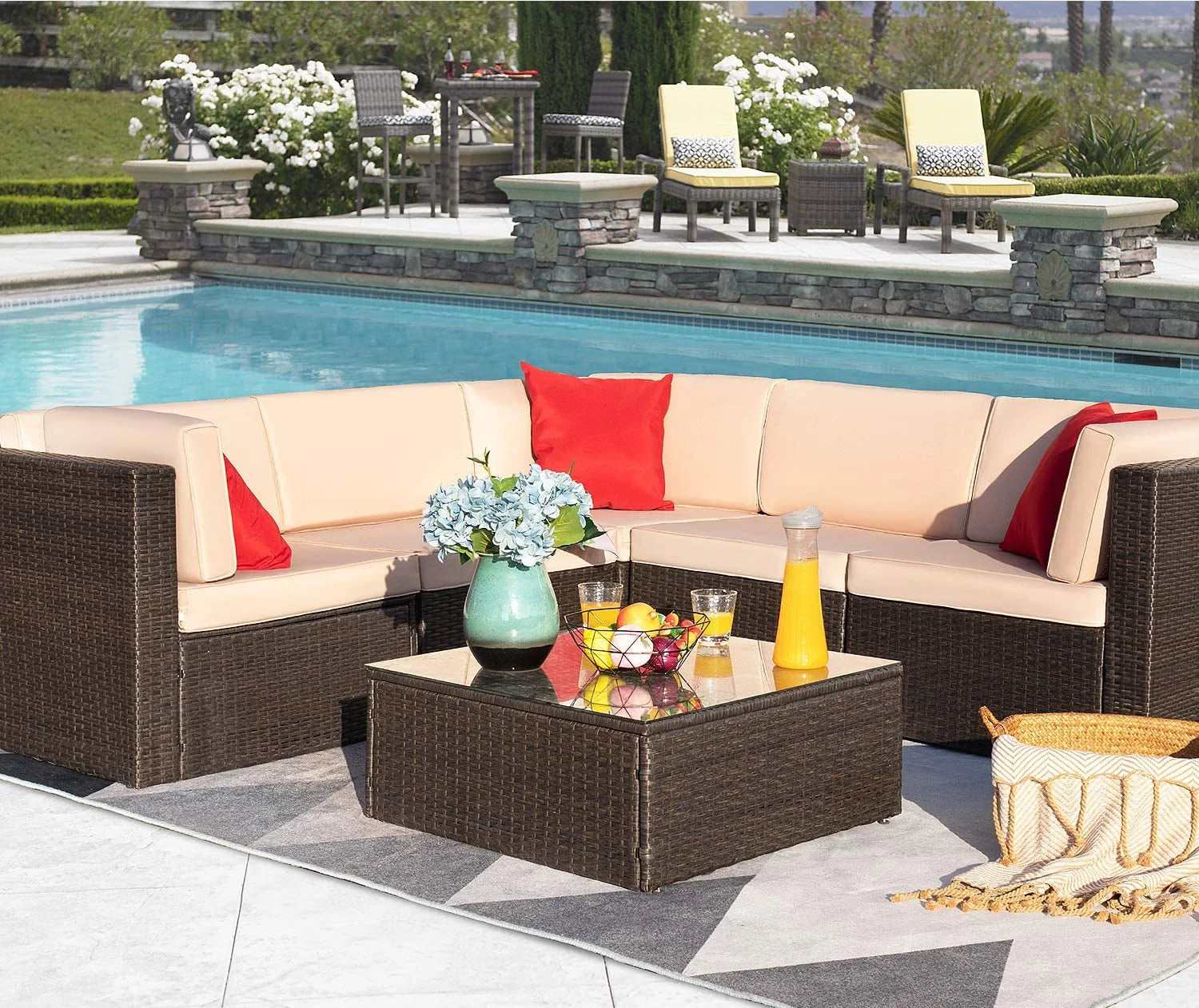 homall-rattan-lounge-gartenm-bel-set-6-teilig-gr-n image 5