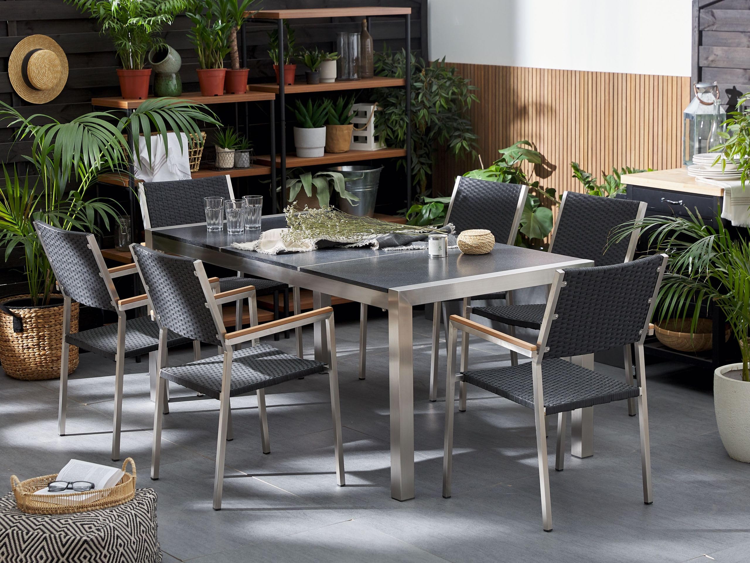 beliani-gartenm-bel-set-180-cm-mit-6-rattanst-hlen-schwarz-grau image 2