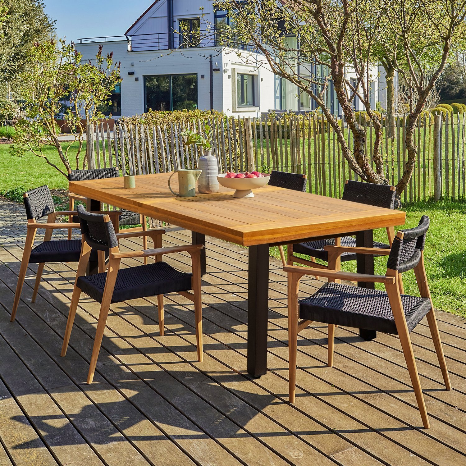 homall-metal-chair-barstool-esstisch-akazie-6-personen image 2