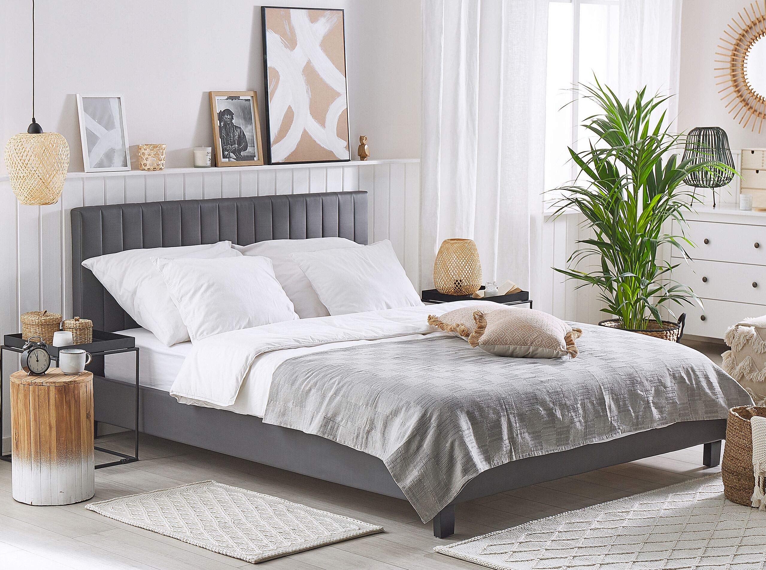 beliani-poitiers-bett-kunstleder-160x200-cm-grau-lattenrost image 2