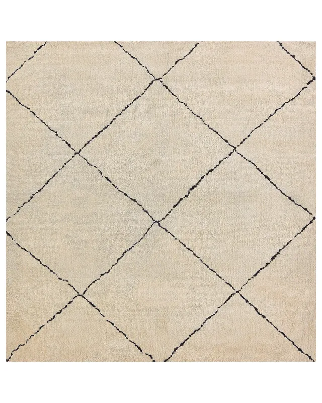 beliani-mutki-shaggy-teppich-200x200-beige-schwarz-kariert image 1