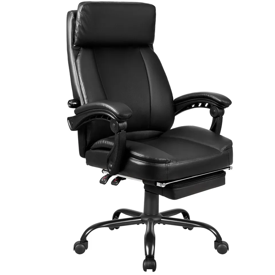 homall-office-leather-chair-b-rostuhl-schwarz-mit-fu-st-tze image 1