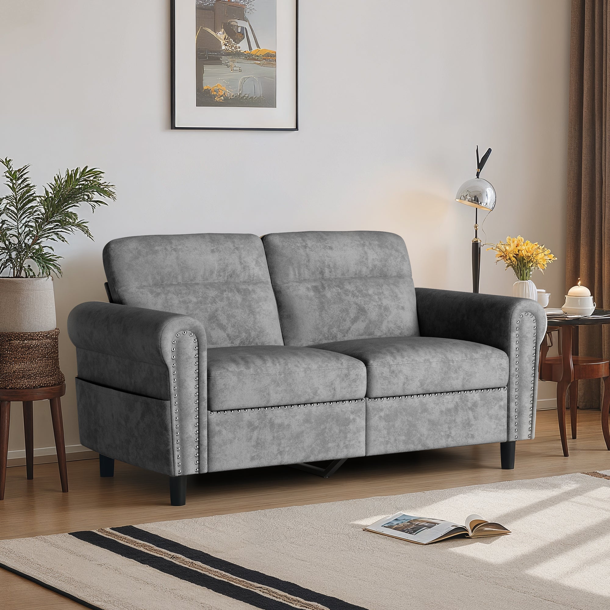 bealife-ar72-2-sitzer-sofa-dunkelgrau-mit-stauraum-seitentasche image 2