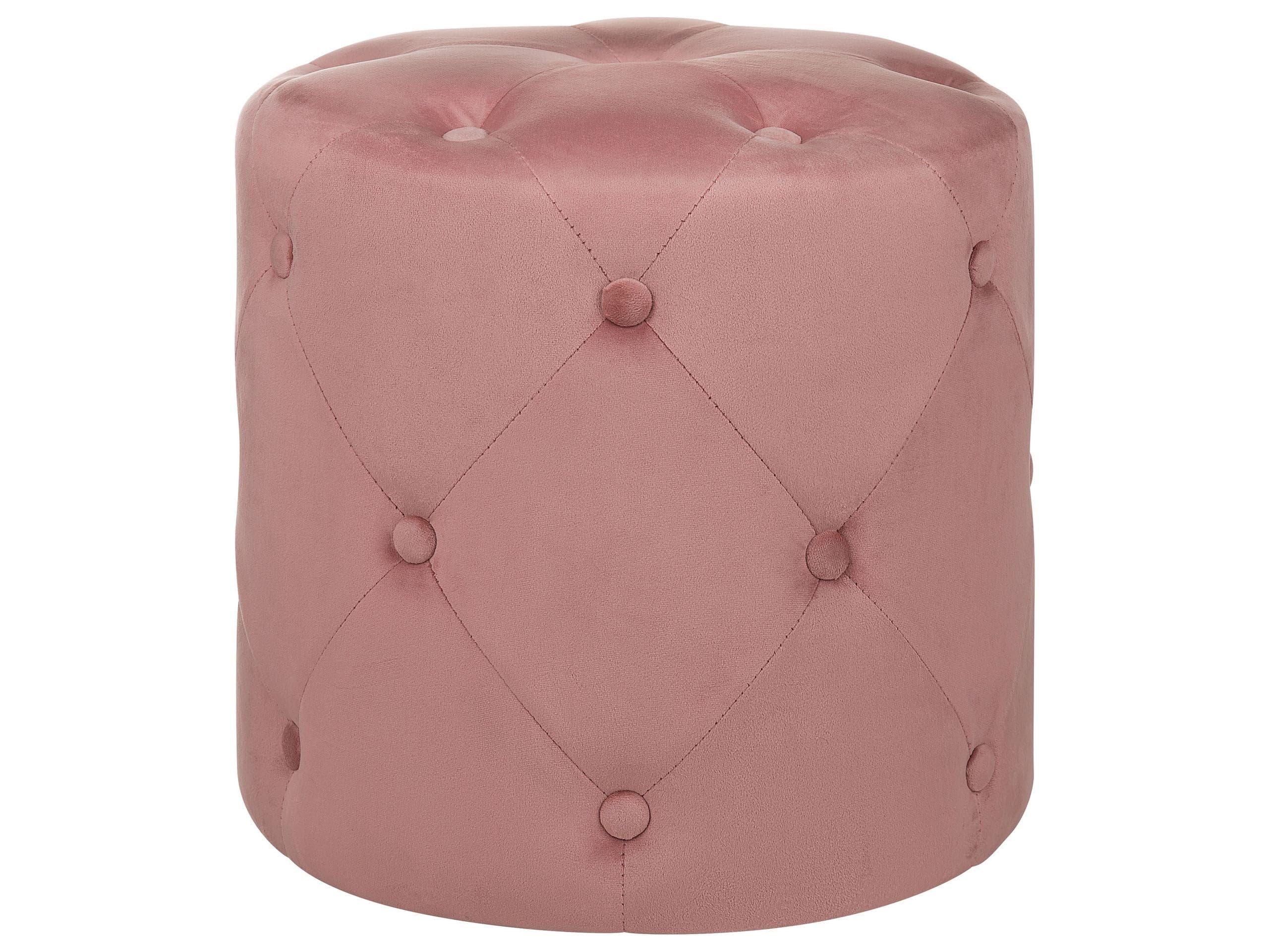 beliani-corolla-pouf-samt-rosa-rund-40-cm-chesterfield image 1