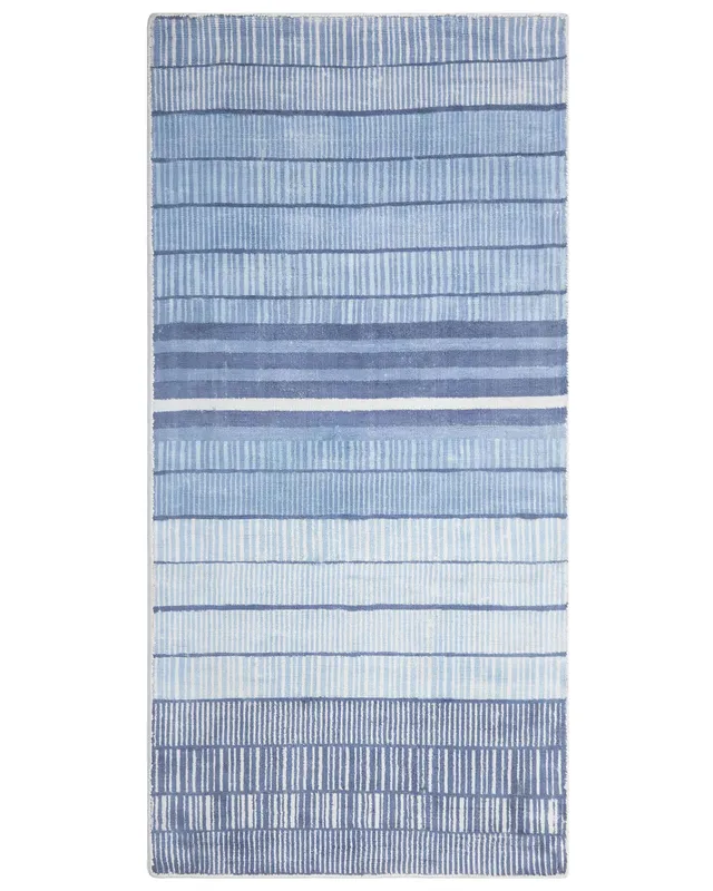 beliani-teppich-80x150-hellblau-viskose-gestreift-kurzflor image 1