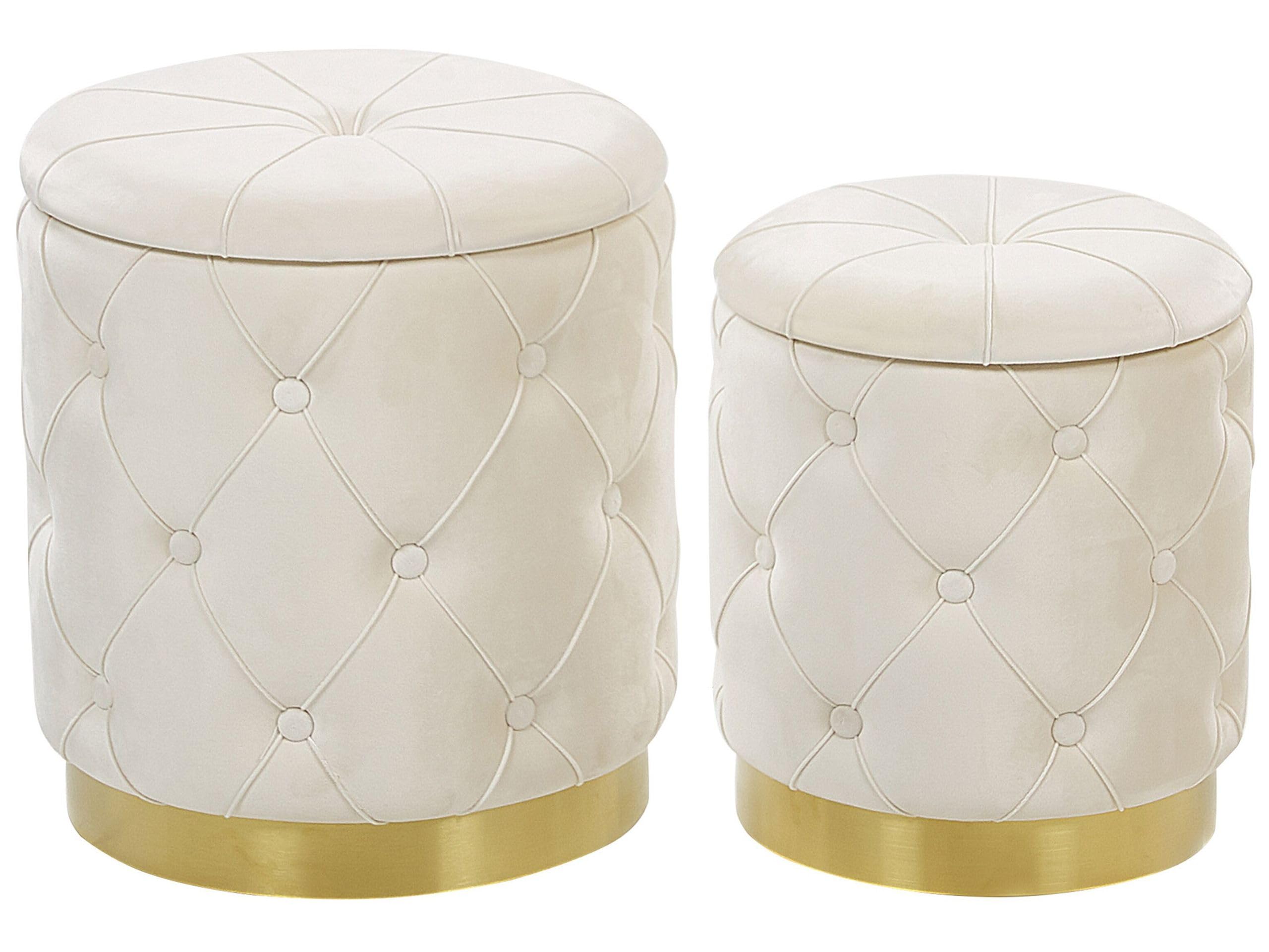 beliani-pueblo-pouf-2er-set-wei-samt-mit-stauraum image 1