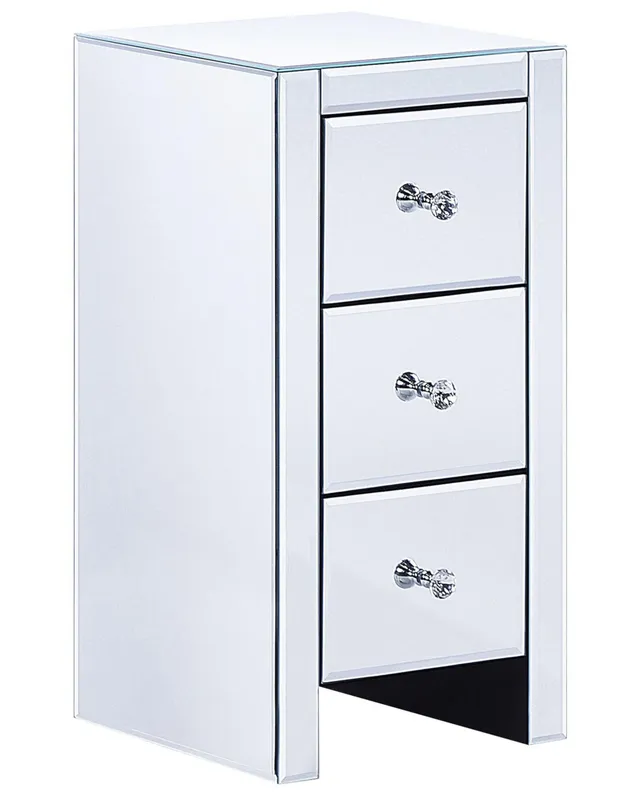 beliani-lorris-nachttisch-spiegel-silber-3-schubladen image 1