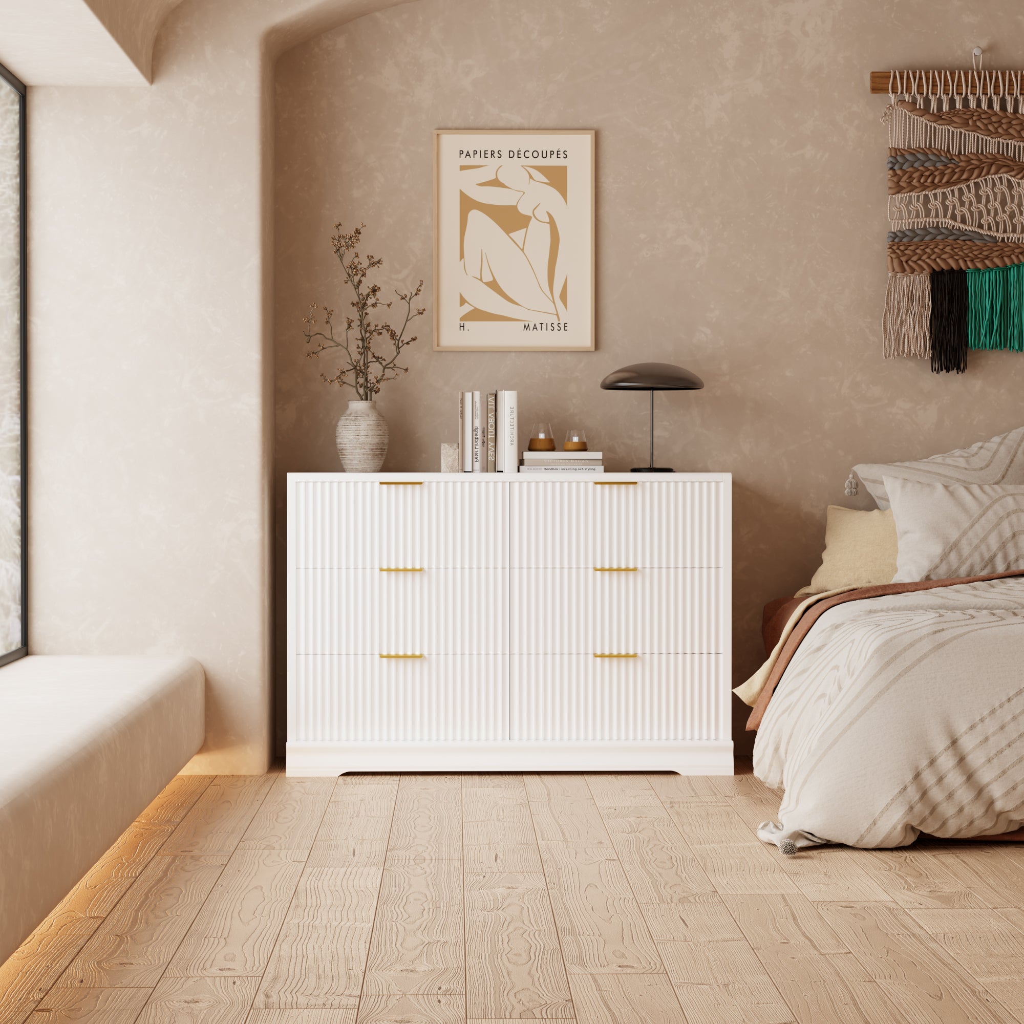 homall-bedroom-kommode-wei-6-schubladen-riffelfront-122cm image 8