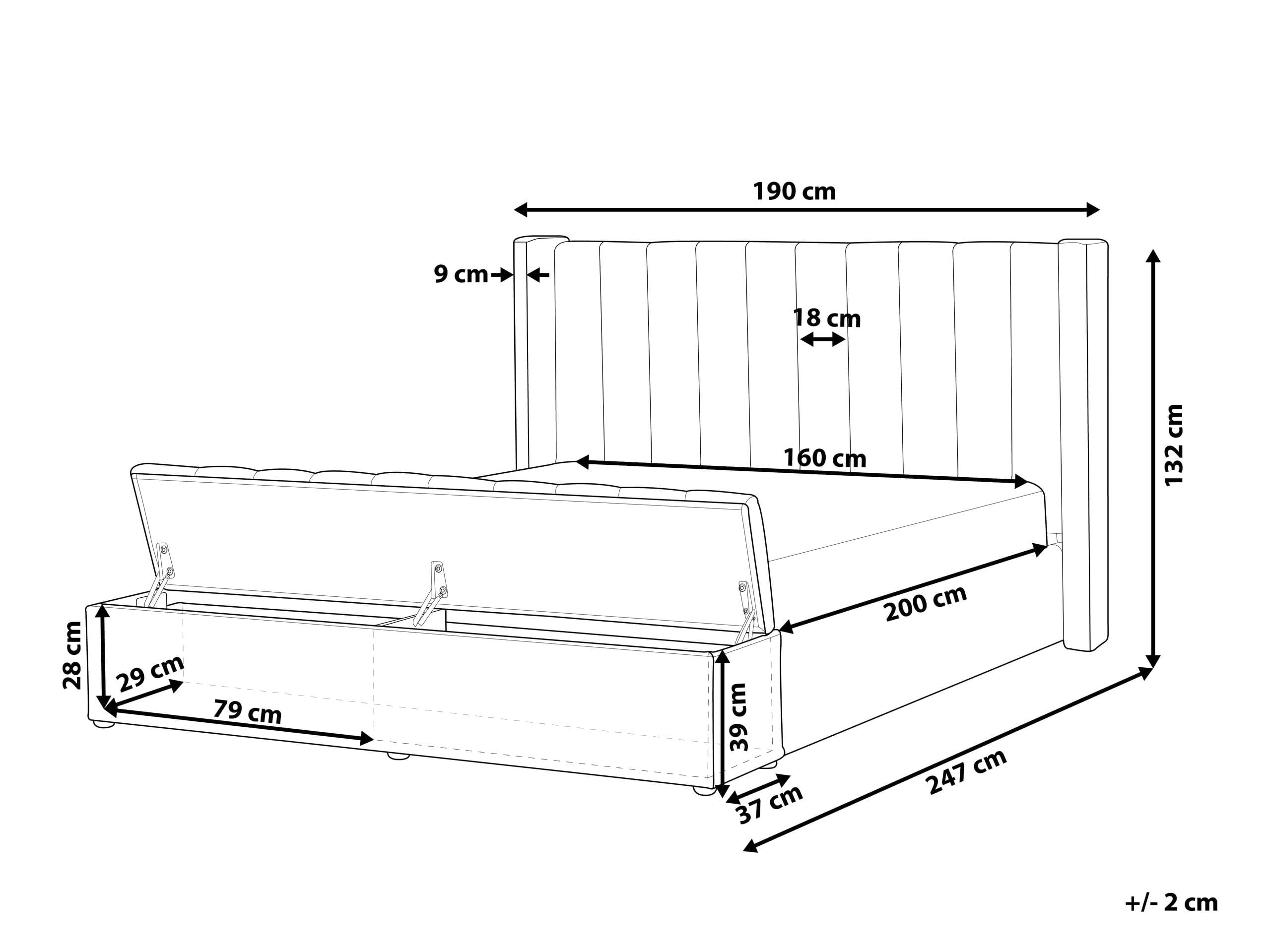 beliani-noyers-bett-samt-grau-160x200-mit-stauraum image 3