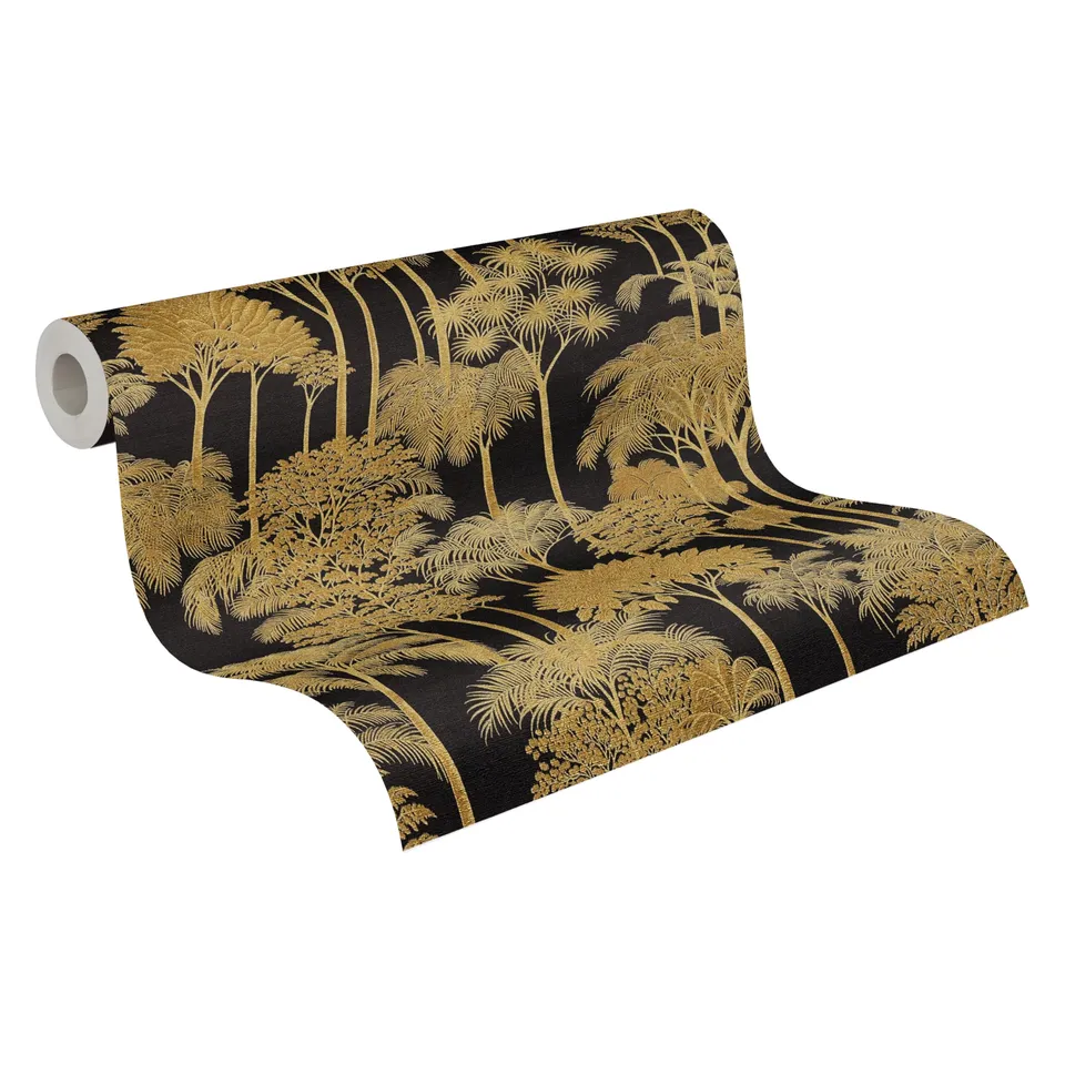 a-s-cr-ation-tapeten-cuba-vliestapete-palmen-schwarz-gold-64cm image 1