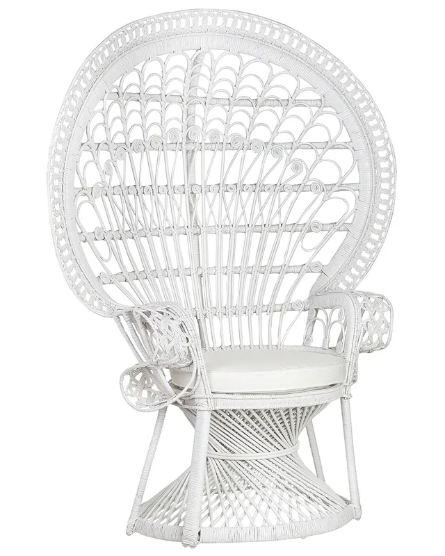 beliani-emmanuelle-pfauensessel-rattan-wei-mit-kissen image 1