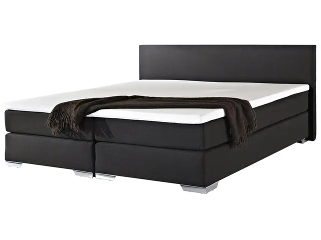 beliani-president-boxspringbett-180x200-schwarz-leinenoptik-mit-stauraum image 1