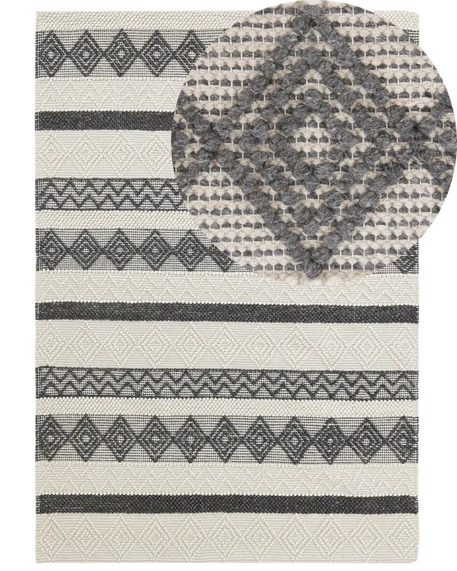 beliani-davutlar-teppich-wolle-beige-grau-160-x-230-cm image 1