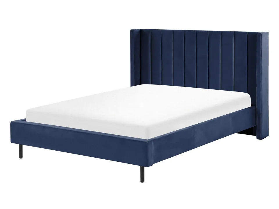 beliani-villette-samtbett-140x200-marineblau-mit-lattenrost image 1
