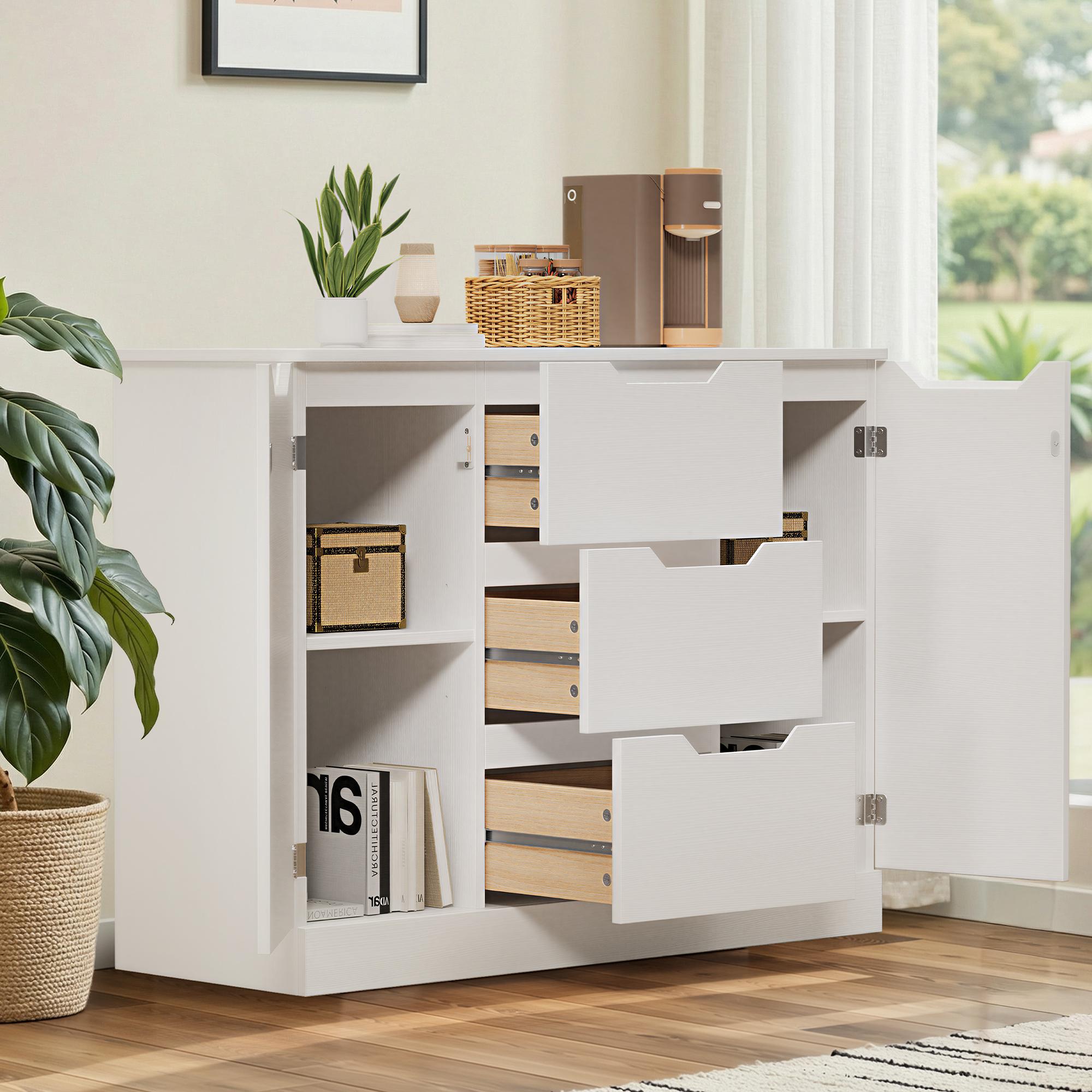 bealife-ap115-sideboard-wei-100-cm-2-t-ren-3-schubladen image 5
