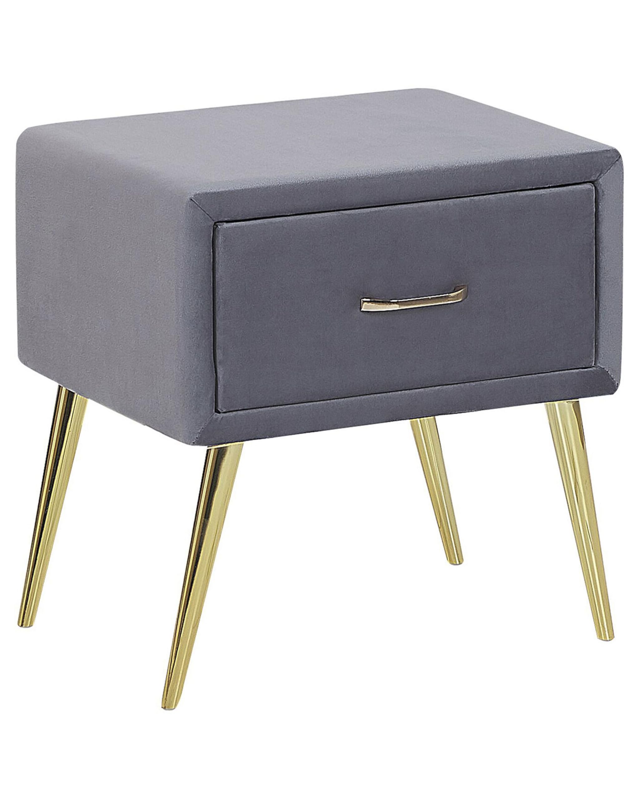 beliani-flayat-nachttisch-grau-samt-gold-schublade image 1