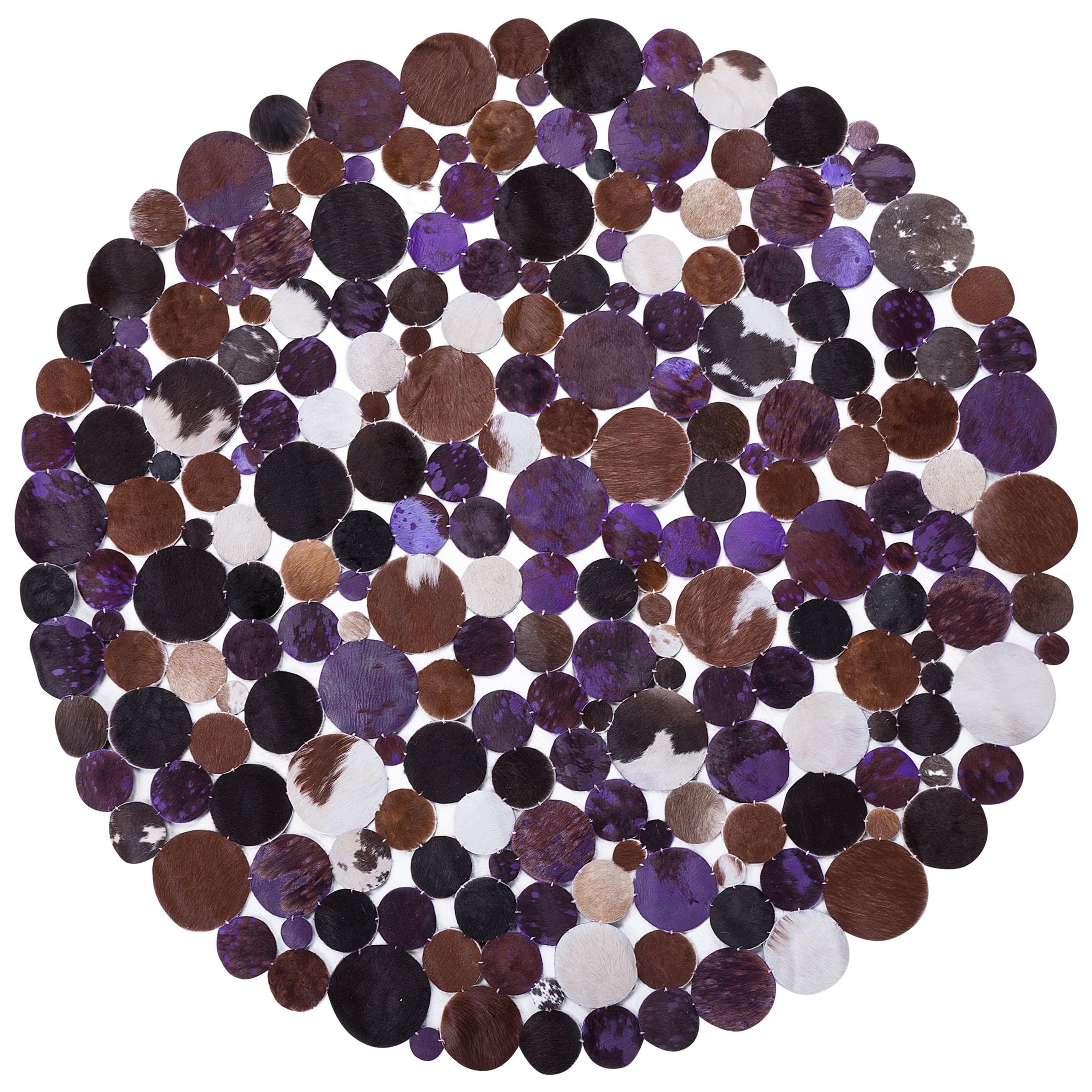 beliani-sorgun-lederteppich-rund-140-cm-braun-violett image 3