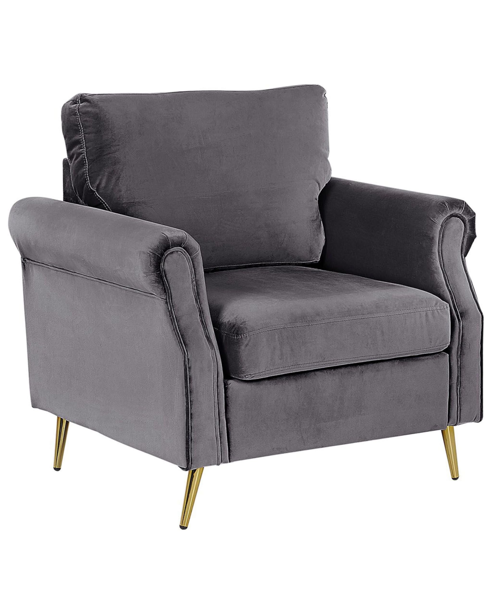 beliani-vietas-sessel-samt-dunkelgrau-mit-goldbeinen image 1