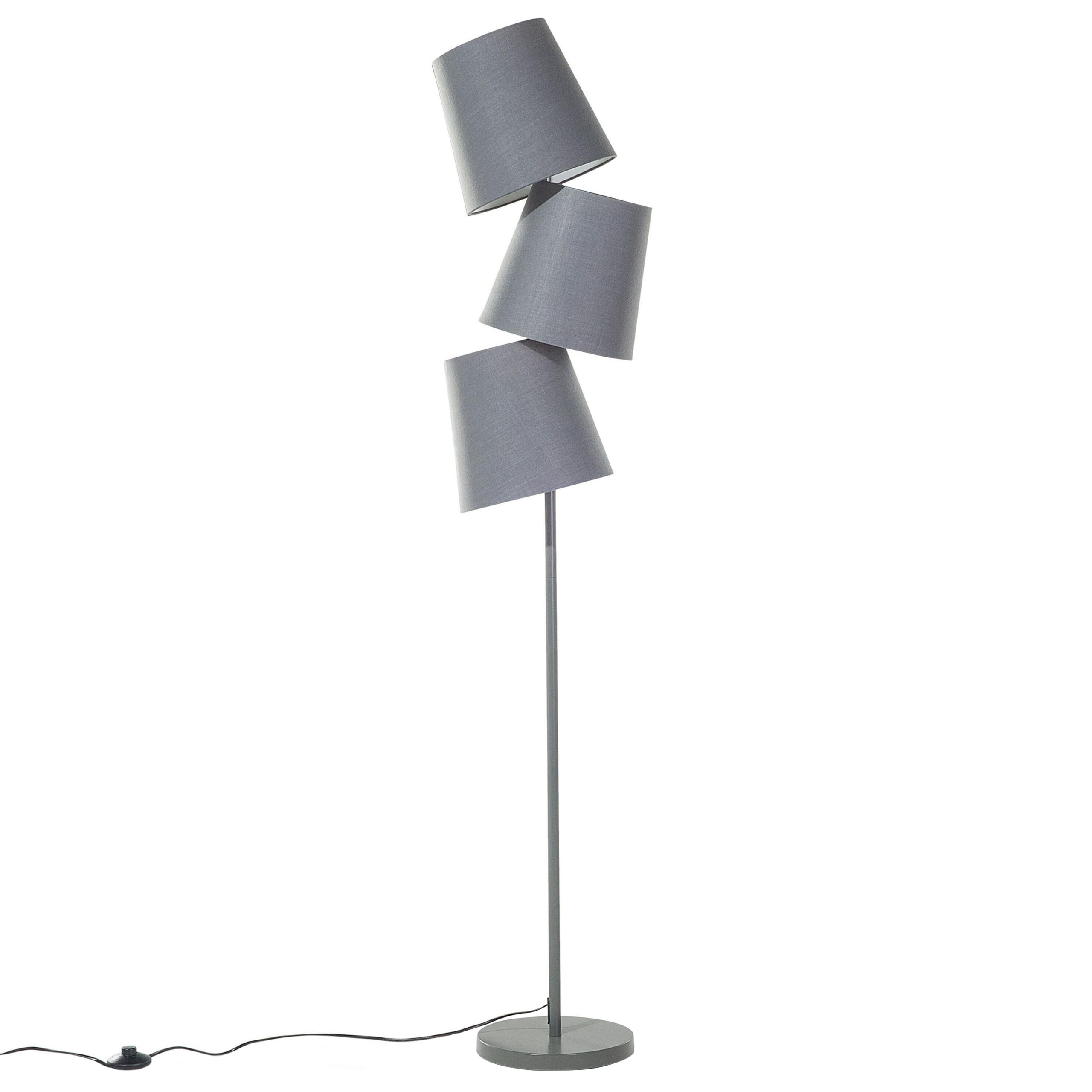 beliani-stehlampe-3-schirmig-grau-e14-stoff-stehleuchte image 4