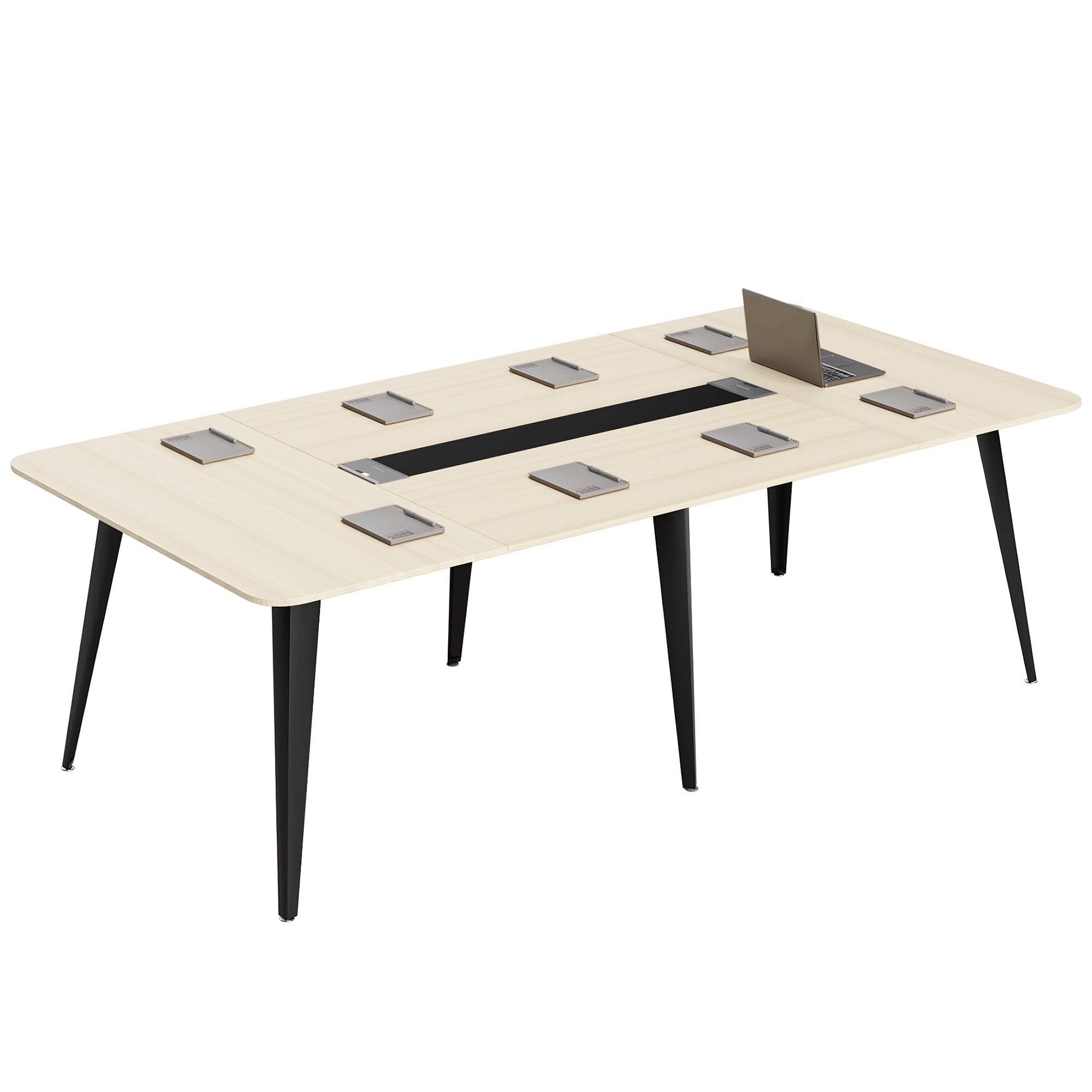 homall-office-desk-konferenztisch-240cm-walnuss-schwarz-10-pers image 8