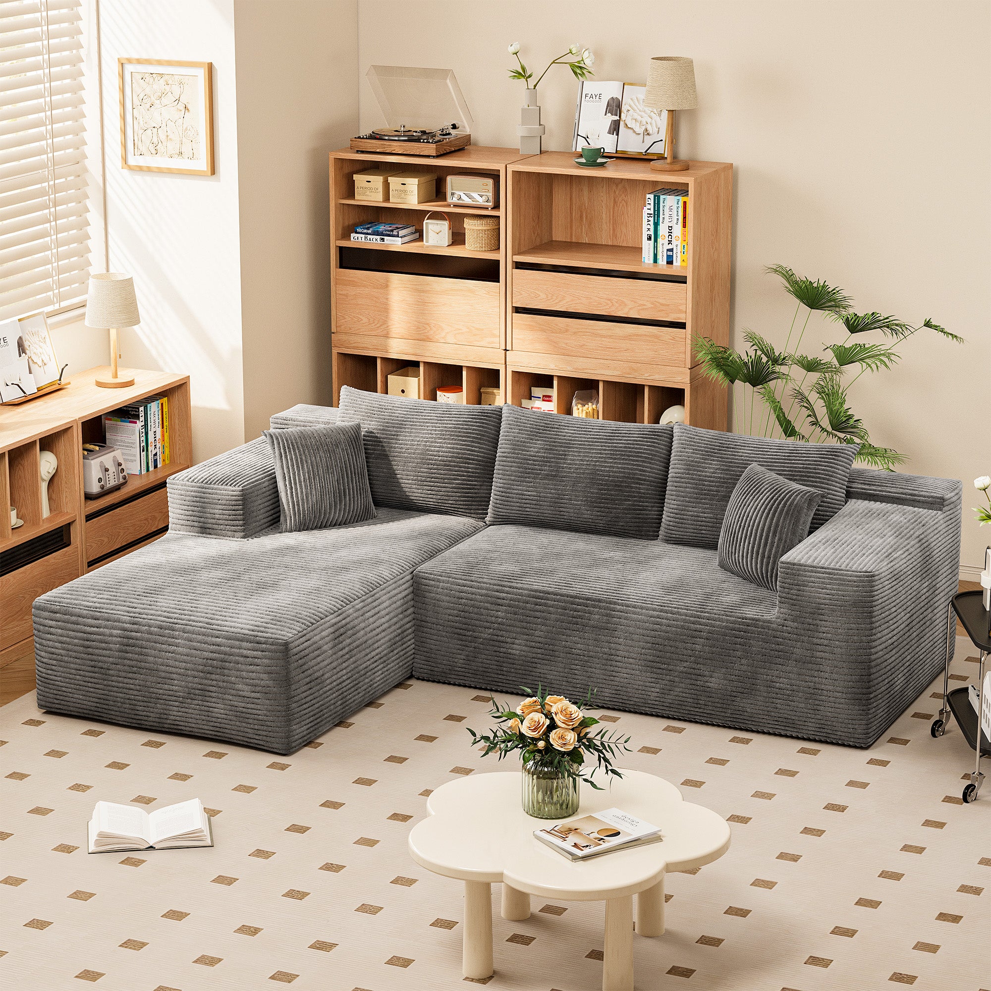 homall-sofa-ecksofa-108-grau-modular-chenille image 3