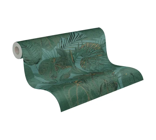 a-s-cr-ation-famous-garden-393553-vliestapete-petrol-gr-n-gold image 1