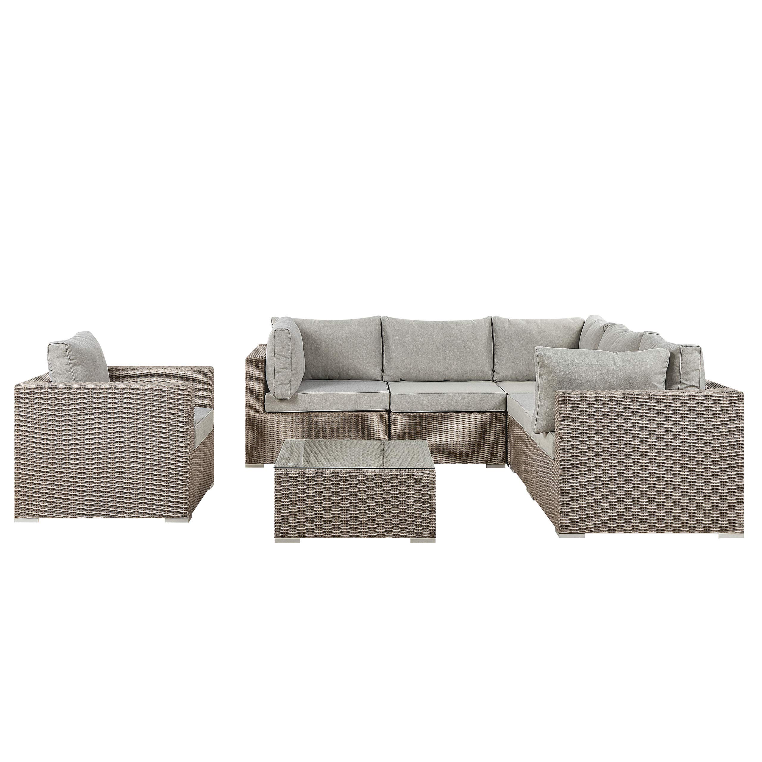 beliani-contare-lounge-set-polyrattan-taupe-6-sitzer-rechts image 4