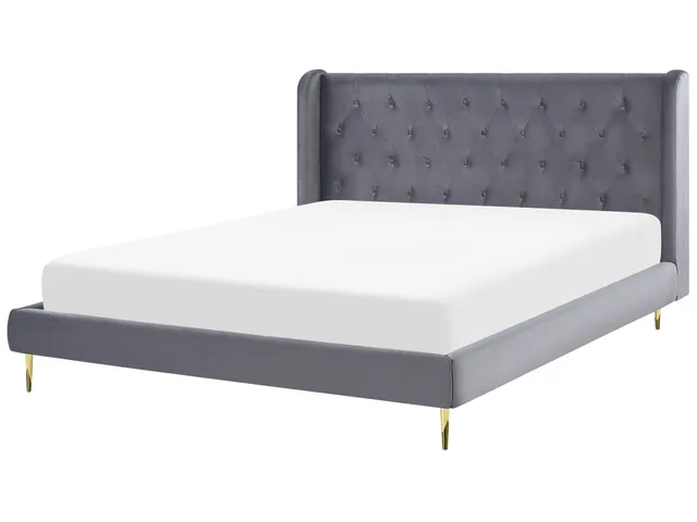 beliani-forbach-doppelbett-samt-grau-180x200-kopfteil image 1