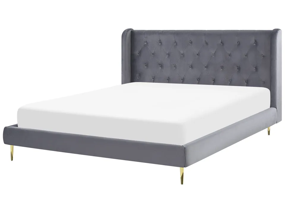 beliani-forbach-doppelbett-samt-grau-180x200-kopfteil image 1