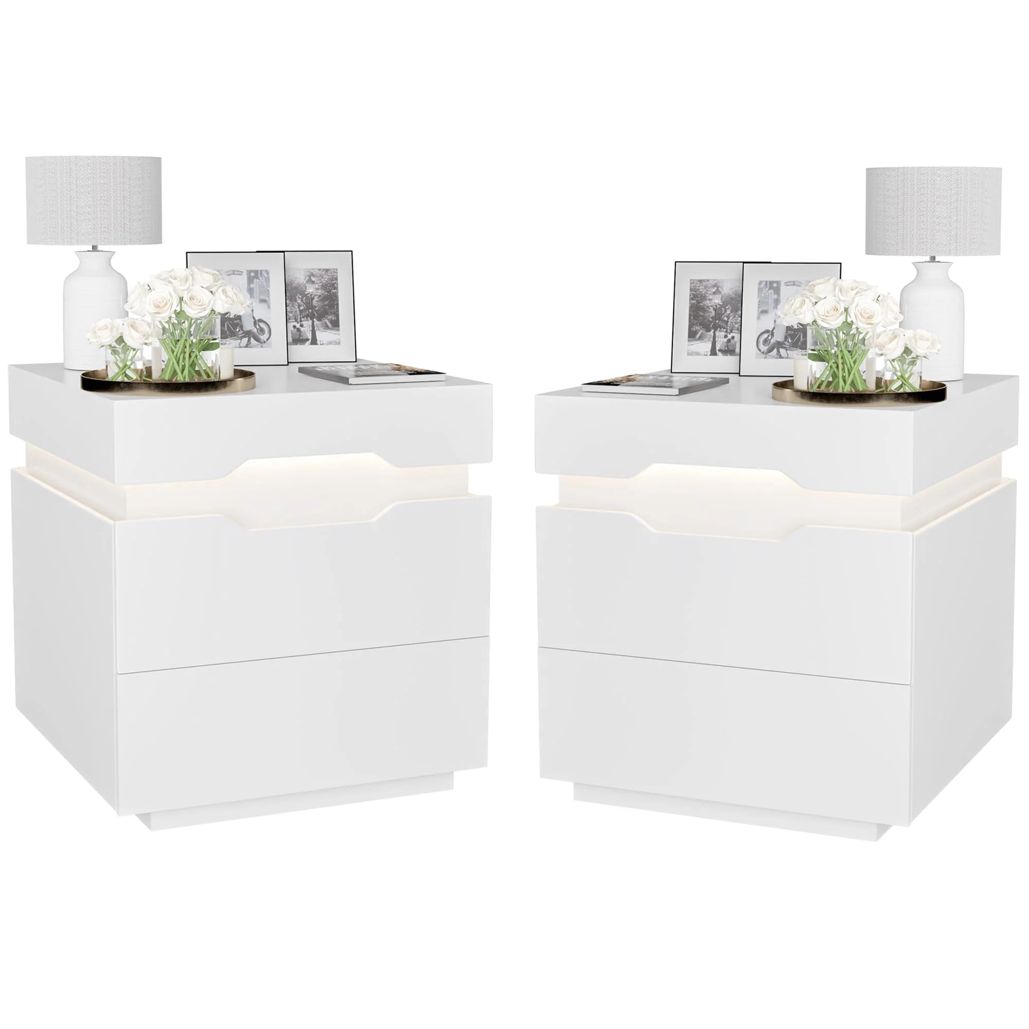 homall-bedroom-nachttisch-wei-2-schubladen-led-usb image 8