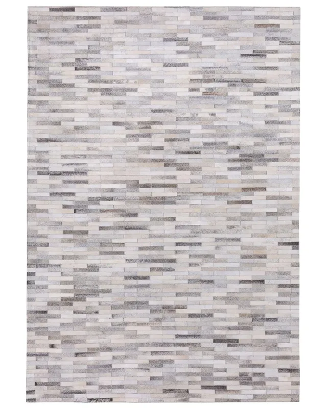 beliani-ahilli-teppich-grau-rinderfell-140x200-streifen image 1