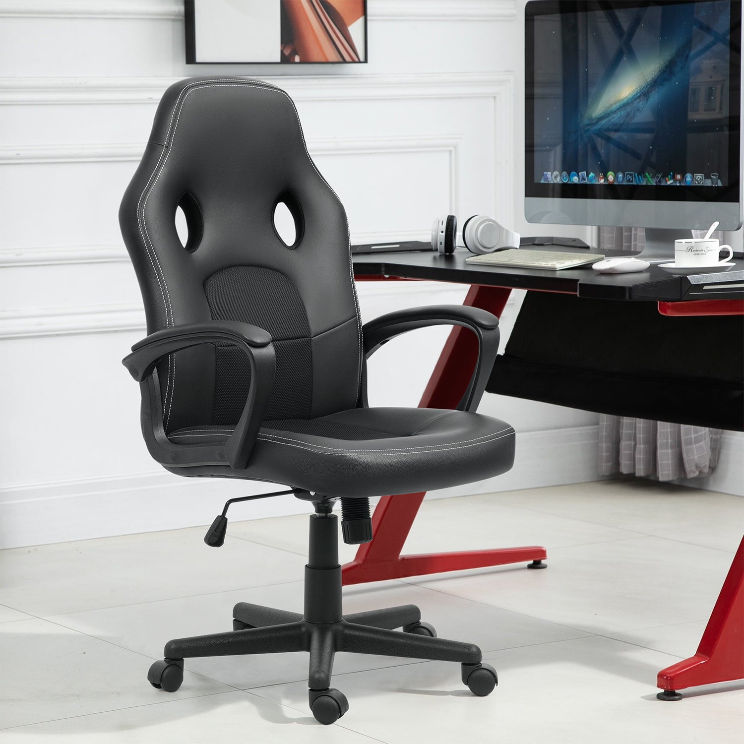 homall-gaming-chair-b-rostuhl-leder-schwarz-ergonomisch image 2