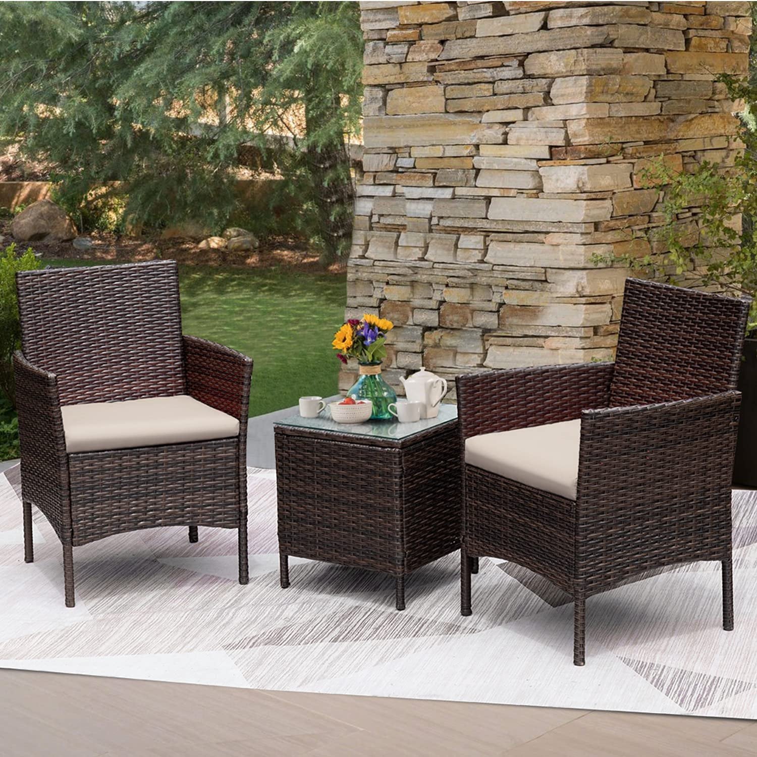 homall-patio-furniture-rattan-lounge-set-3-tlg-braun-beige image 7